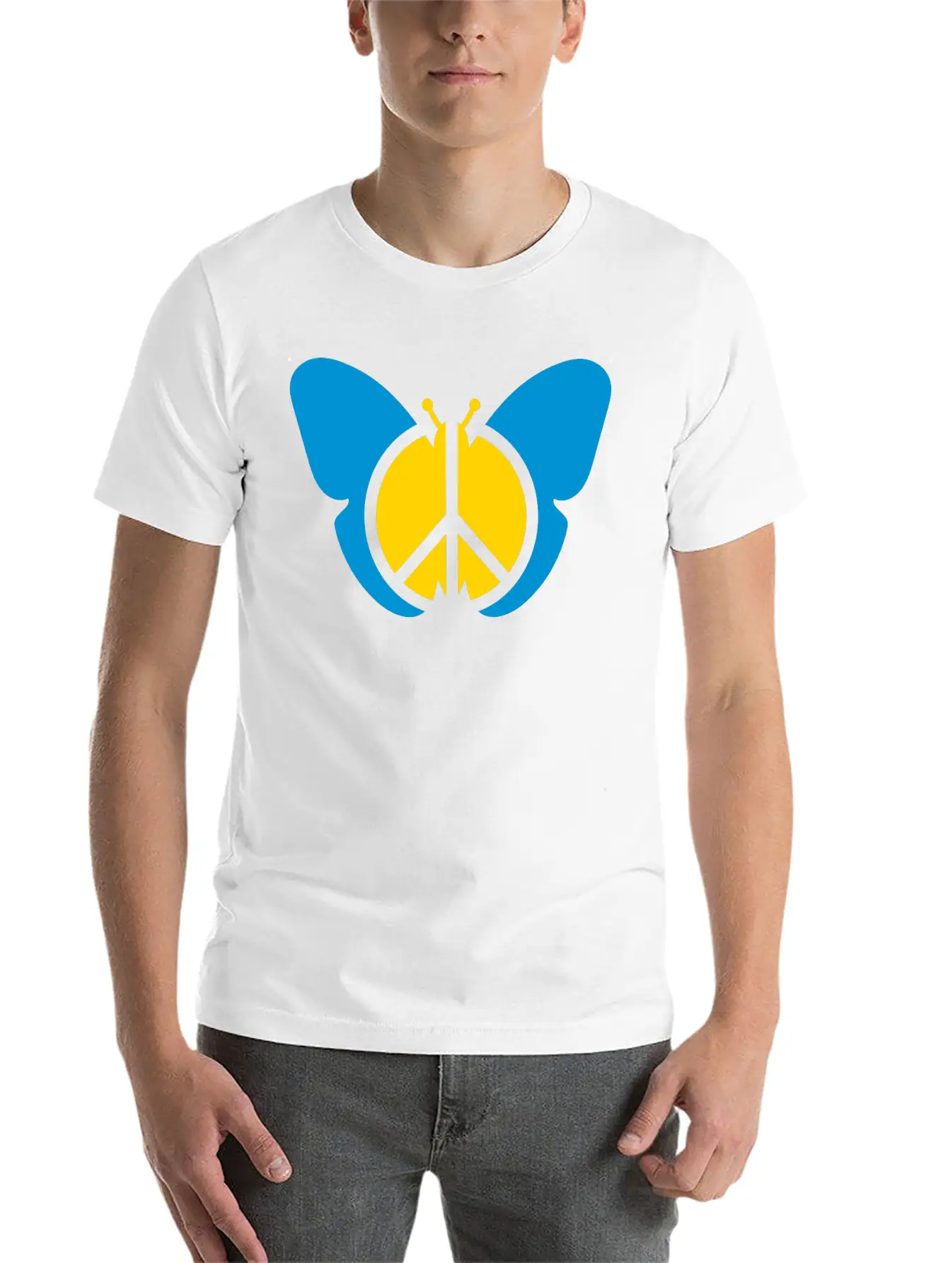 Butterfly Peace Sign Symbol Hippie Peace Love Silh Stylish Everyday T-Shirt – Unisex Basic Cotton Tee