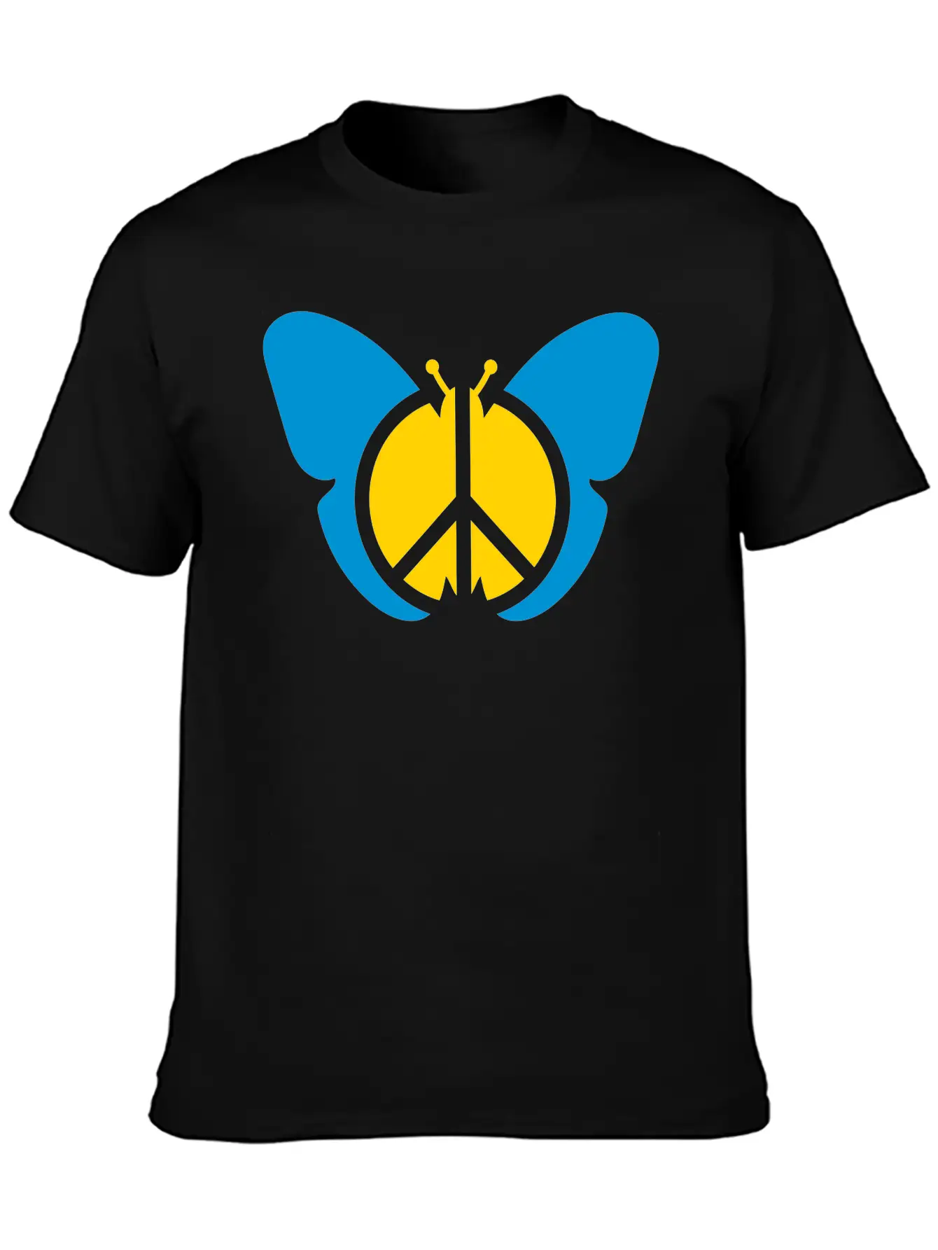 Butterfly Peace Sign Symbol Hippie Peace Love Silh Stylish Everyday T-Shirt – Unisex Basic Cotton Tee