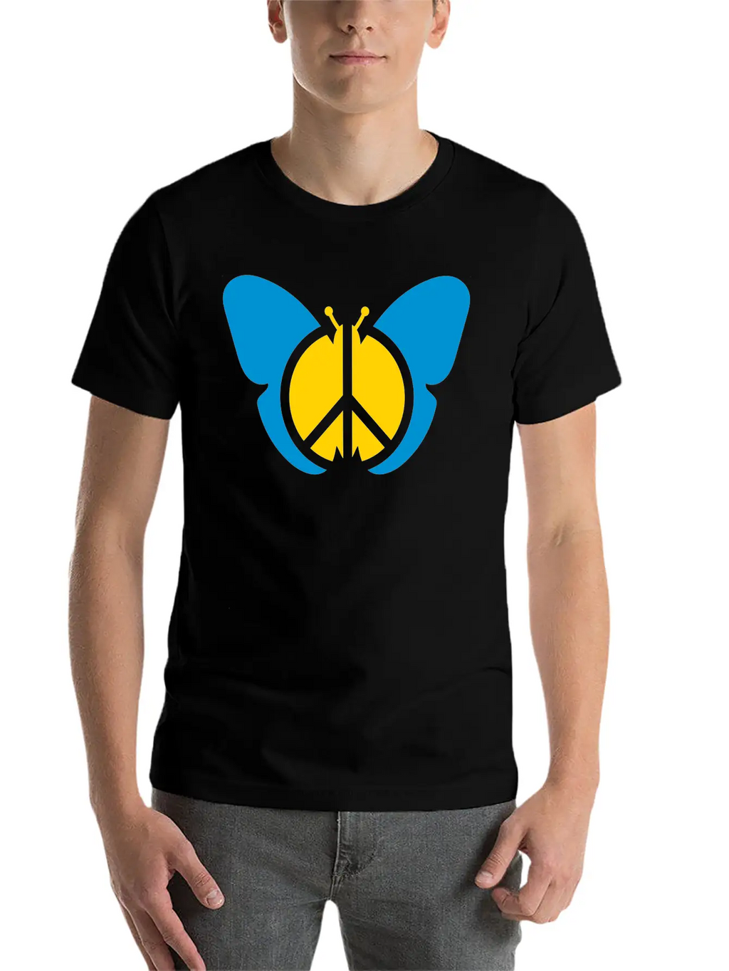 Butterfly Peace Sign Symbol Hippie Peace Love Silh Stylish Everyday T-Shirt – Unisex Basic Cotton Tee