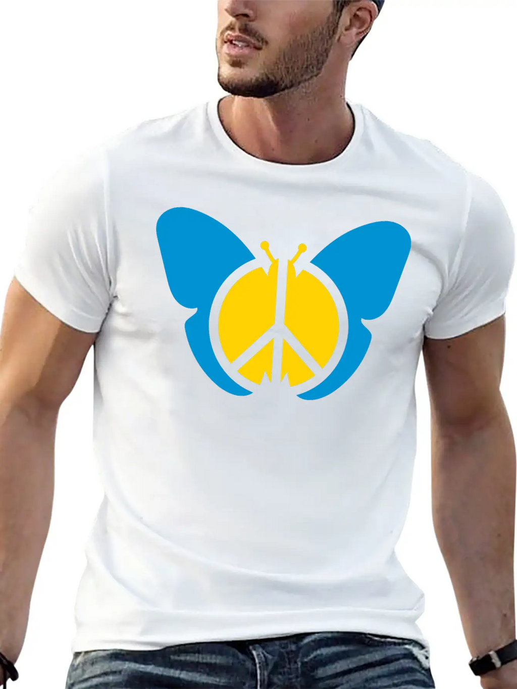 Butterfly Peace Sign Symbol Hippie Peace Love Silh Stylish Everyday T-Shirt – Unisex Basic Cotton Tee