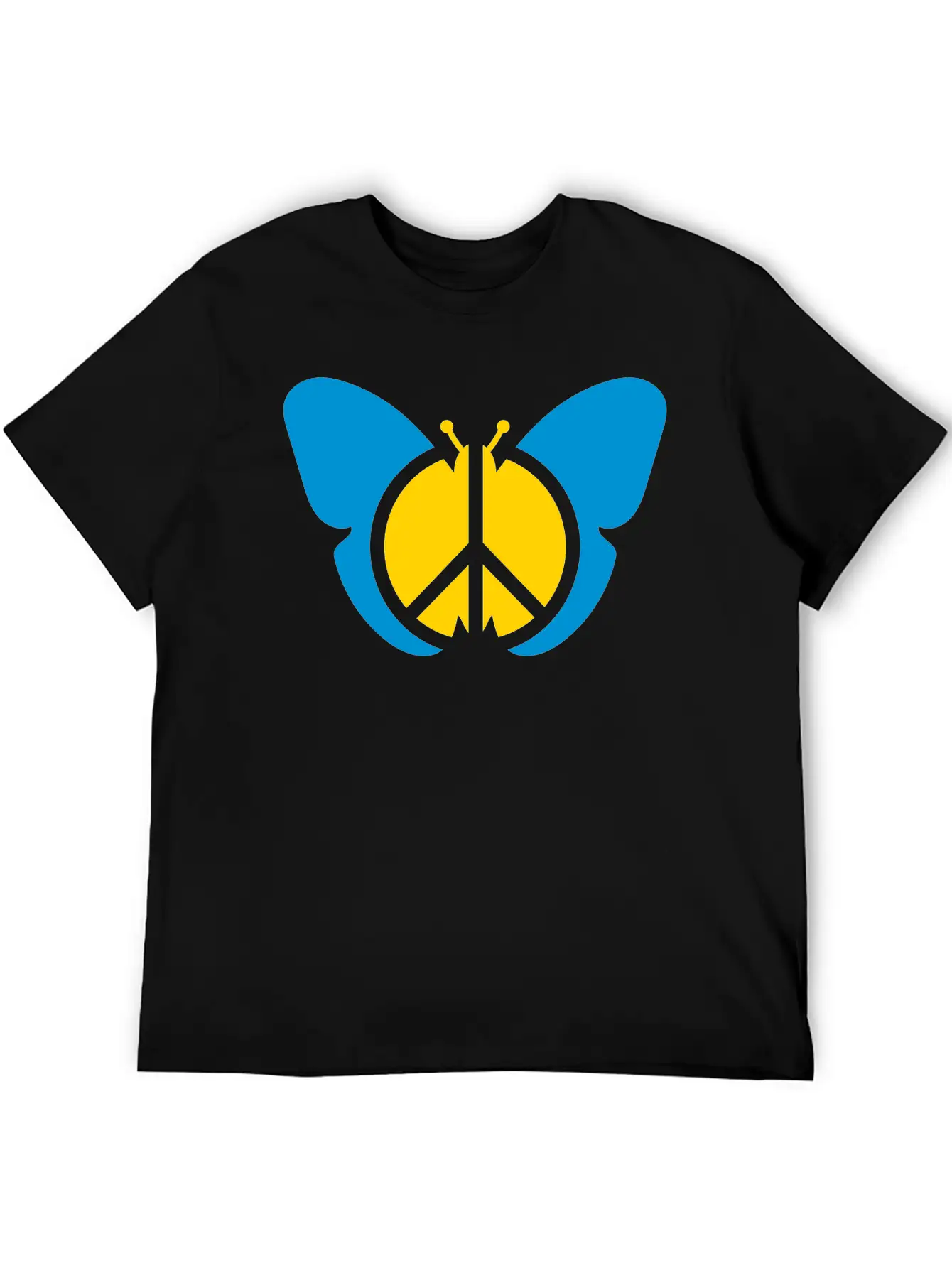 Butterfly Peace Sign Symbol Hippie Peace Love Silh Stylish Everyday T-Shirt – Unisex Basic Cotton Tee