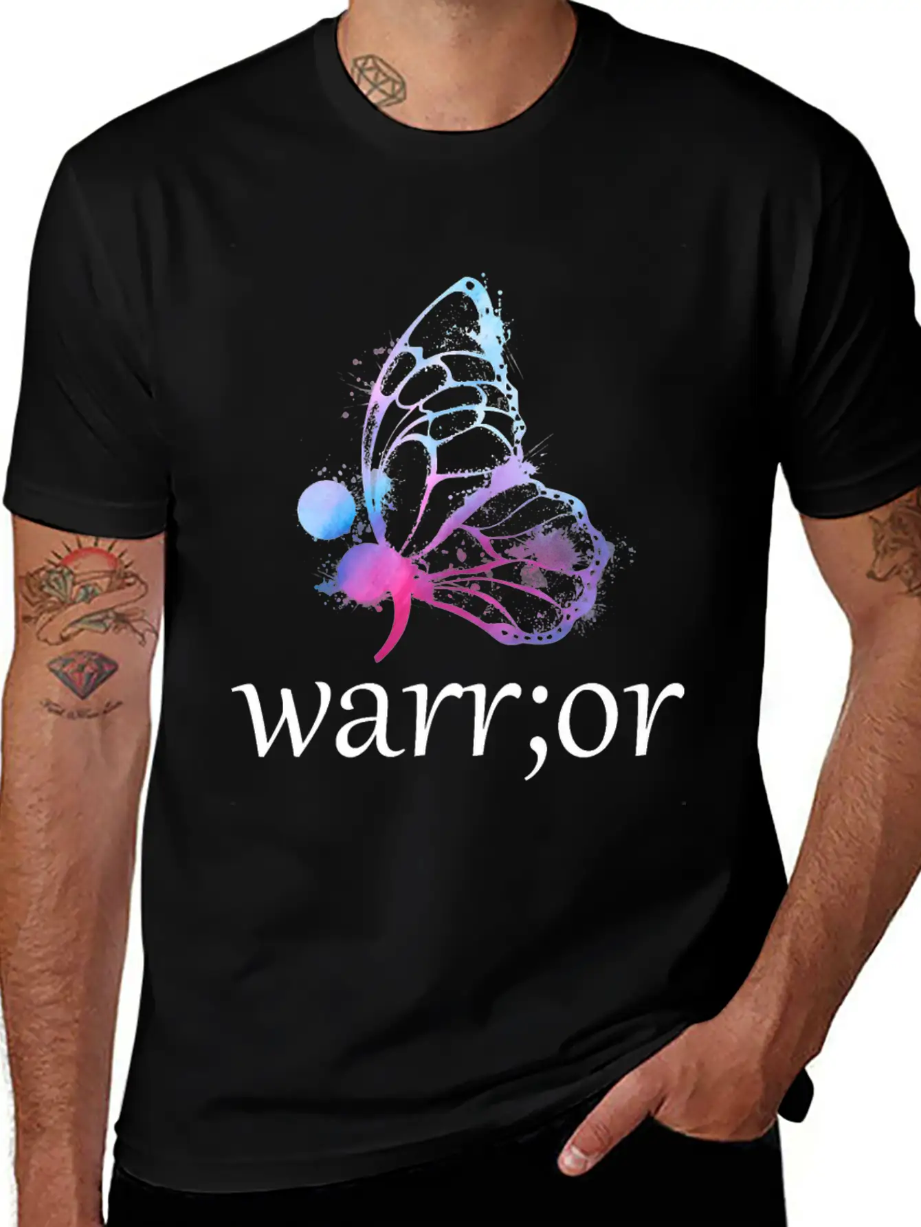 Butterfly Semicolon Warrior Stylish Everyday T-Shirt – Unisex Basic Cotton Tee