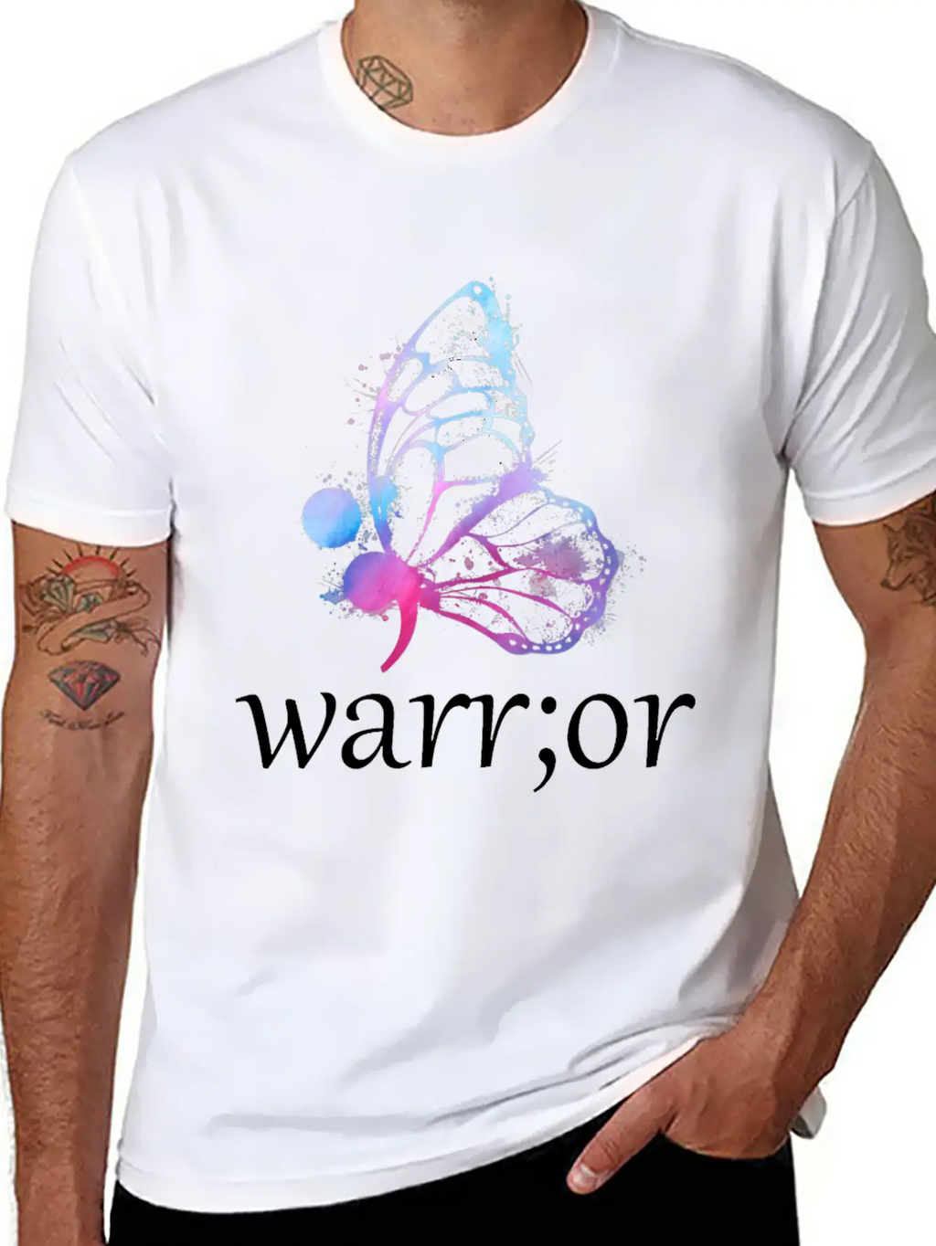 Butterfly Semicolon Warrior Stylish Everyday T-Shirt – Unisex Basic Cotton Tee