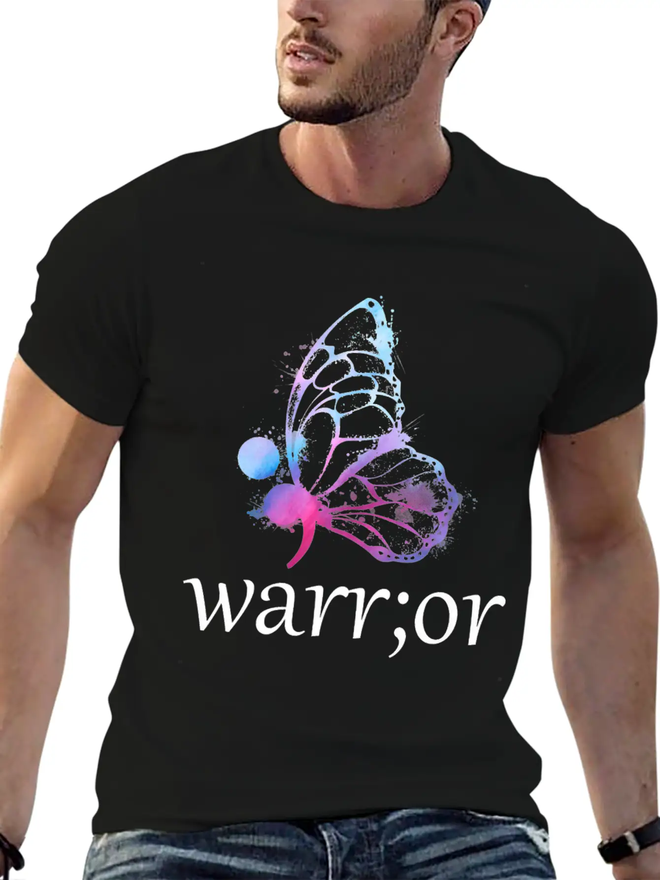 Butterfly Semicolon Warrior Stylish Everyday T-Shirt – Unisex Basic Cotton Tee