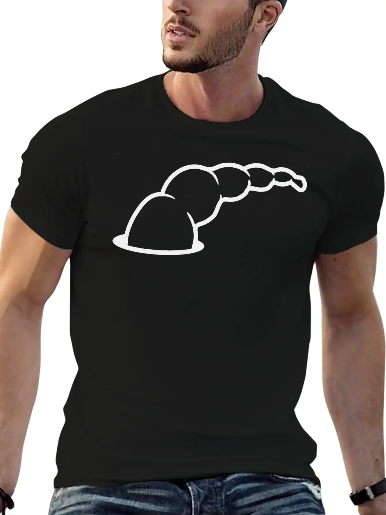 Buttock Tail Floor Hole Worm Comic Cartoon Clip Ar Essential Cotton Tee For Daily Outfits – Unisex Style