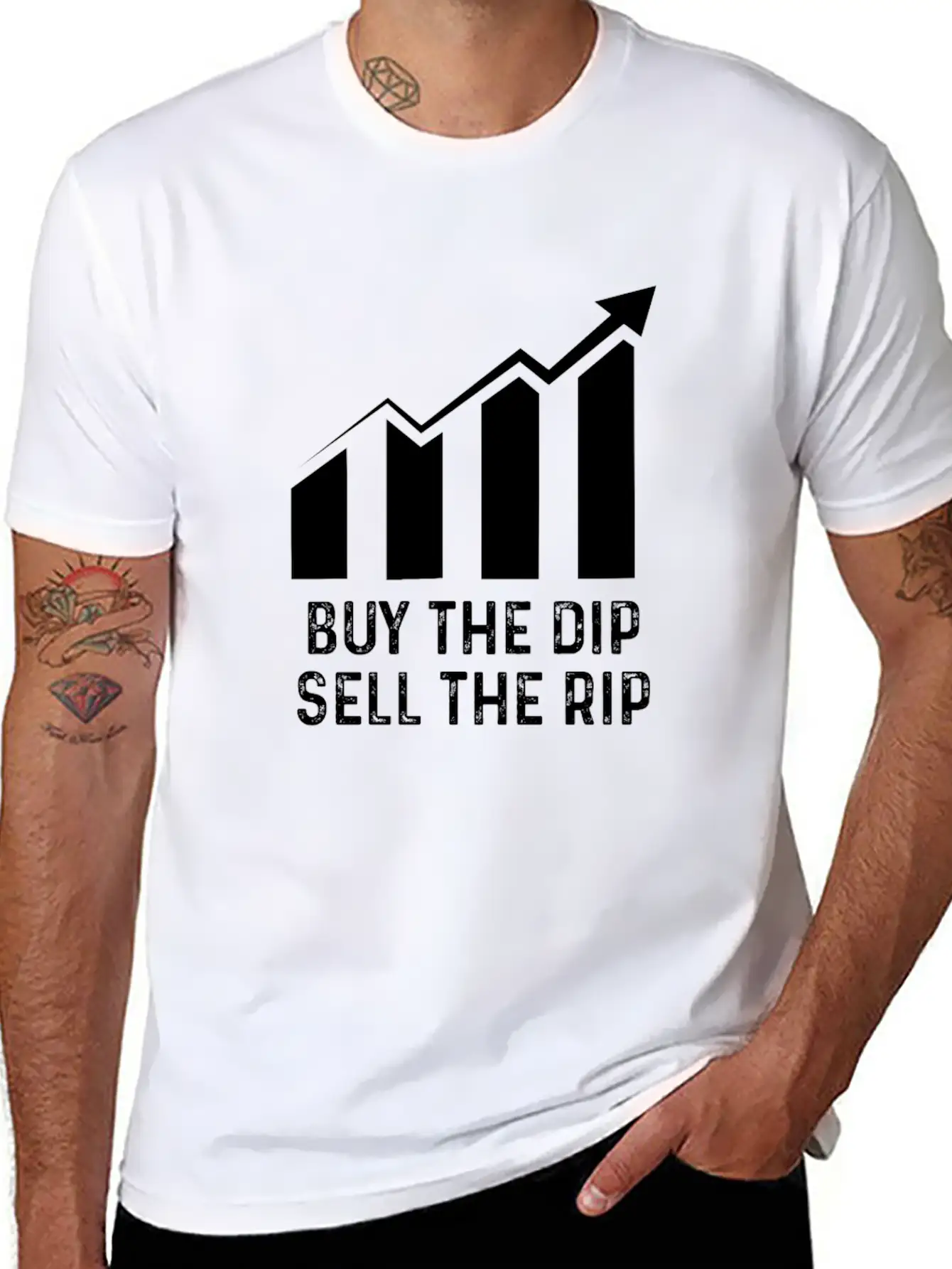 Buy Dip Sell Rip Stock Bitcoin Crypto Swing Trader Casual Graphic T-Shirt – Simple And Comfortable Daily Wear