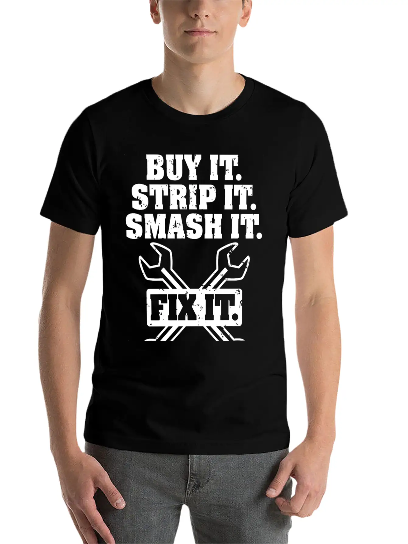 Buy It Strip It Smash It Fix It Repeat Car Truck Essential Cotton Tee For Daily Outfits – Unisex Style