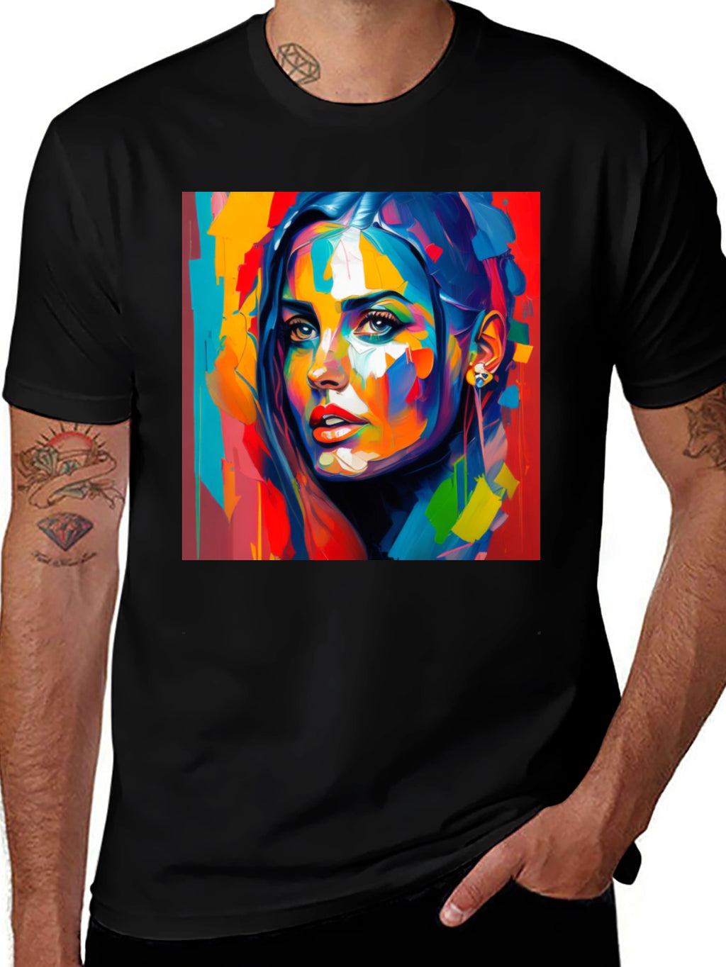 Abstract Woman Art Print Black T-Shirt