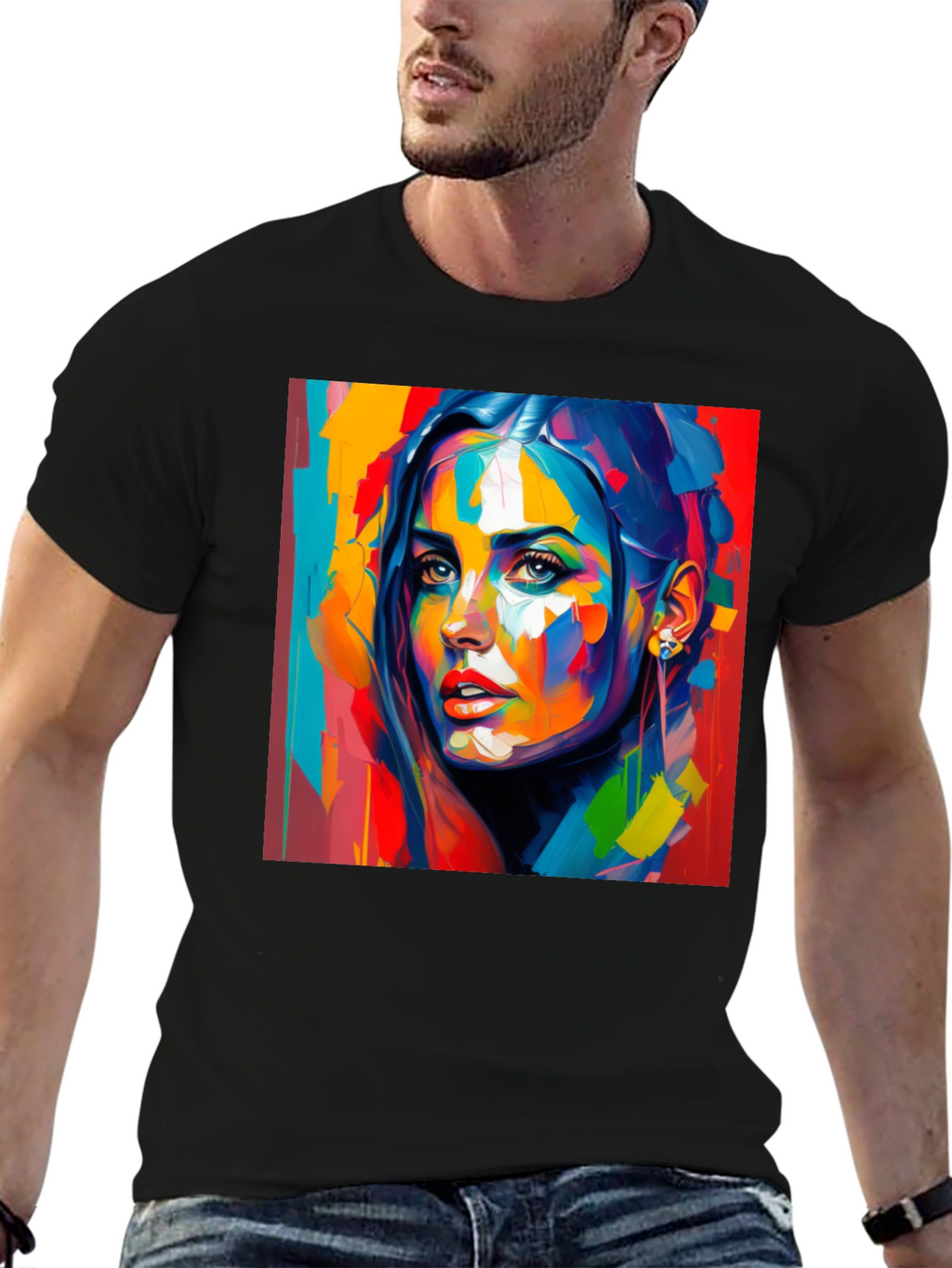 Abstract Woman Art Print Black T-Shirt