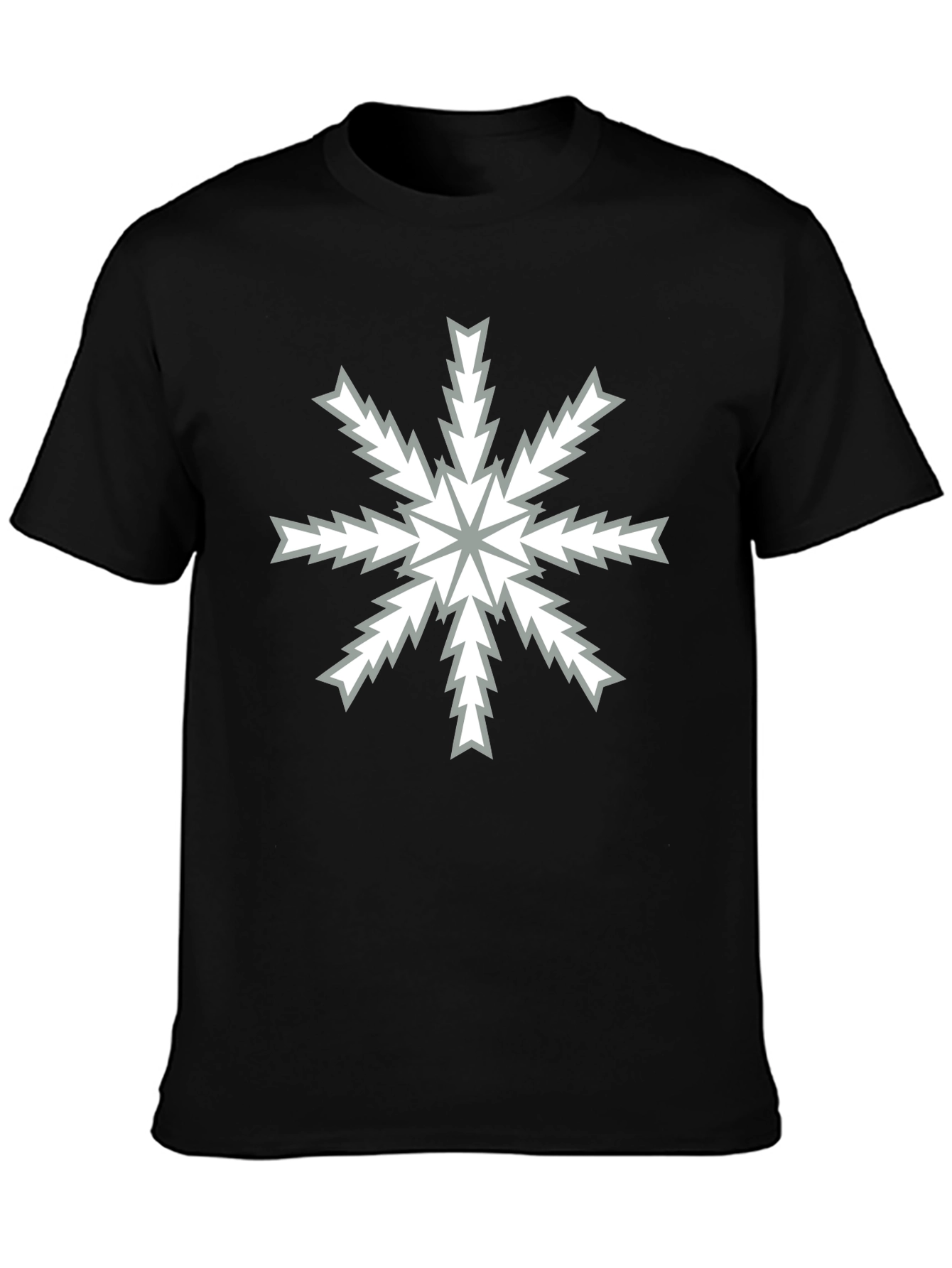 Abstract Snowflake Graphic Black T-Shirt
