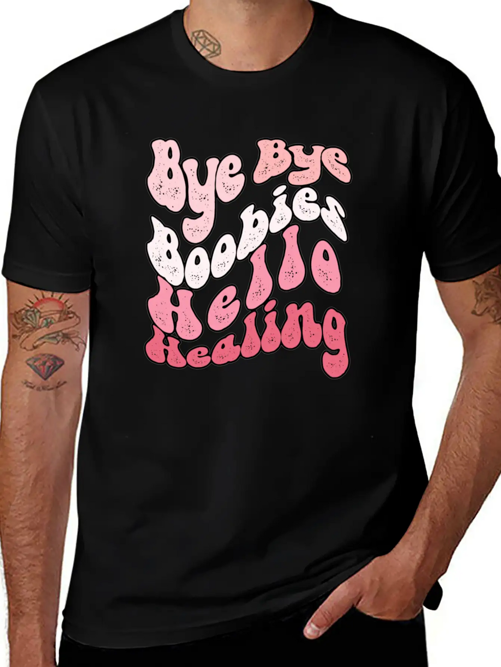 Bye Bye Boobies Hello Healing Breathable Soft Cotton T-Shirt – Timeless Casual Look