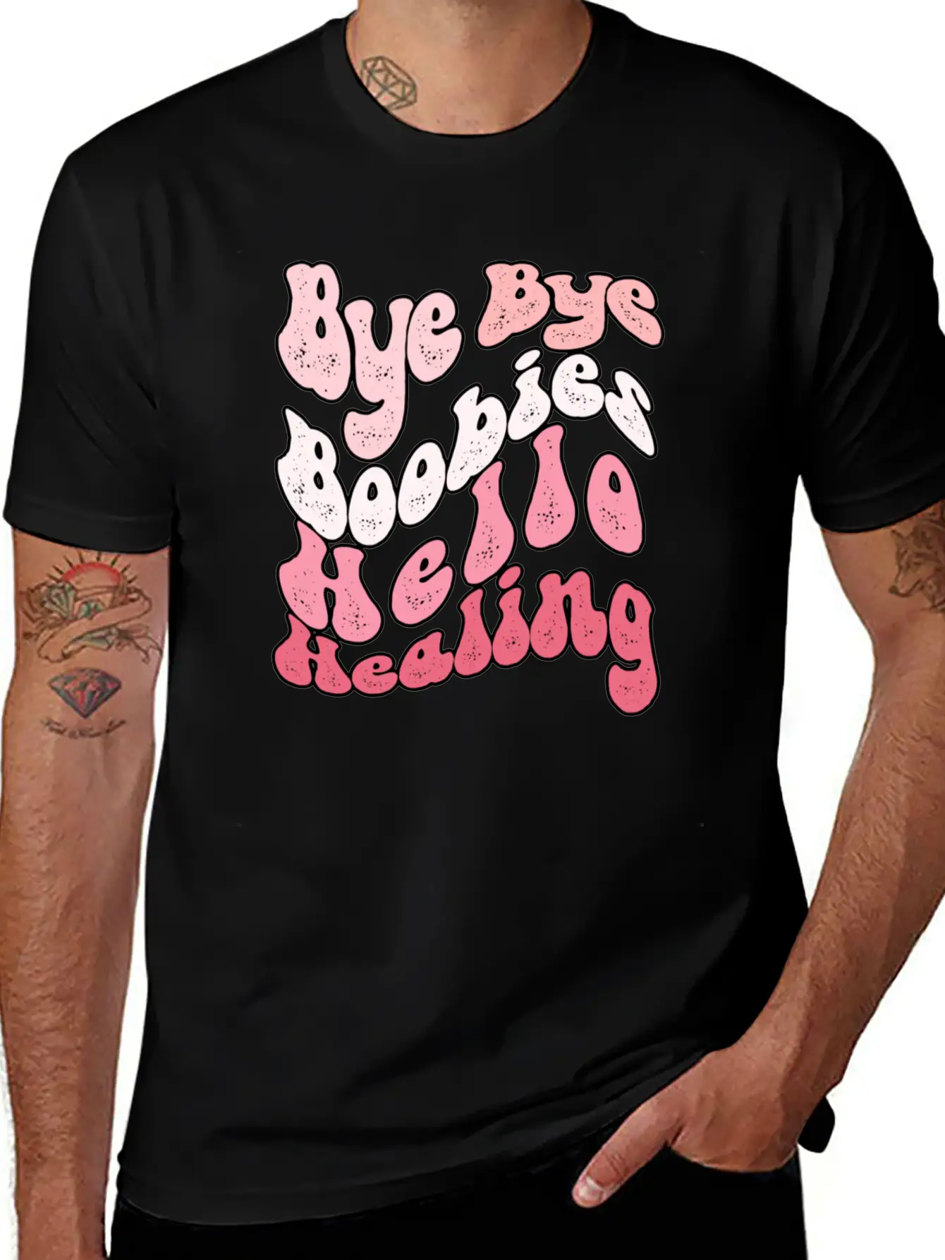 Bye Bye Boobies Hello Healing Breathable Soft Cotton T-Shirt – Timeless Casual Look