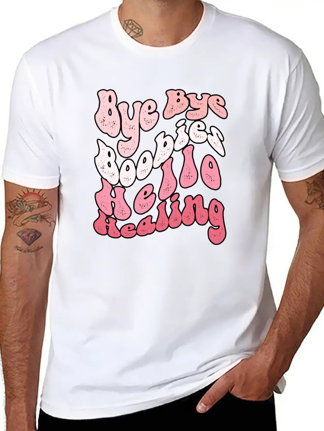 Bye Bye Boobies Hello Healing Breathable Soft Cotton T-Shirt – Timeless Casual Look