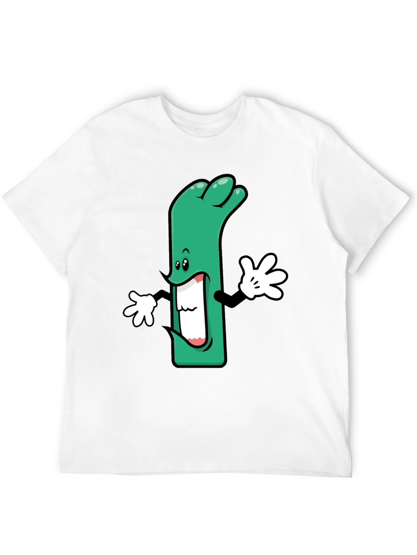 Cartoon Leek Graphic Black T-Shirt