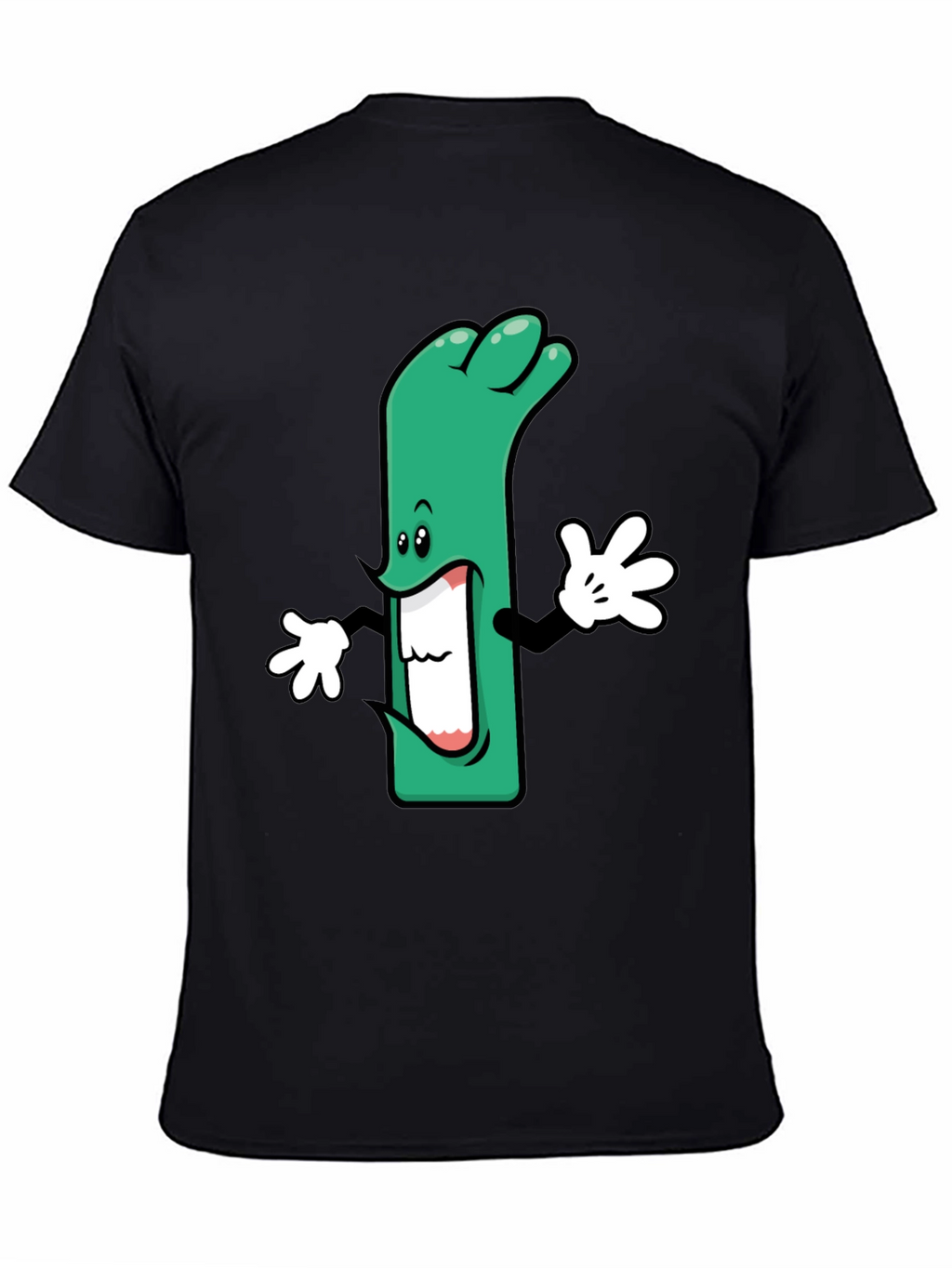 Cartoon Leek Graphic Black T-Shirt