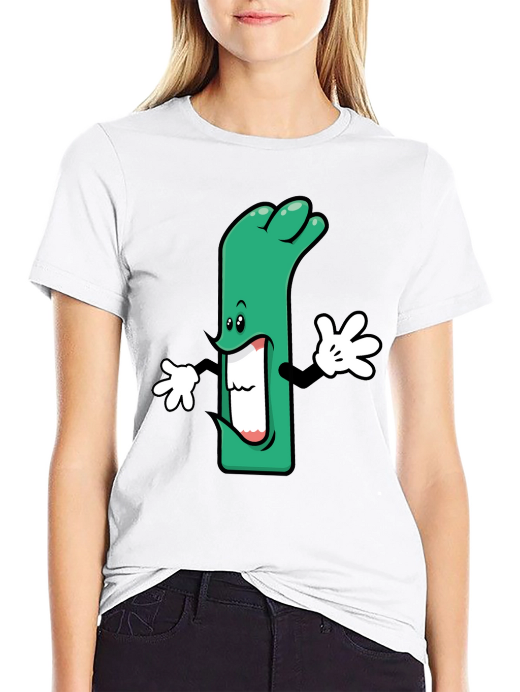 Cartoon Leek Graphic Black T-Shirt