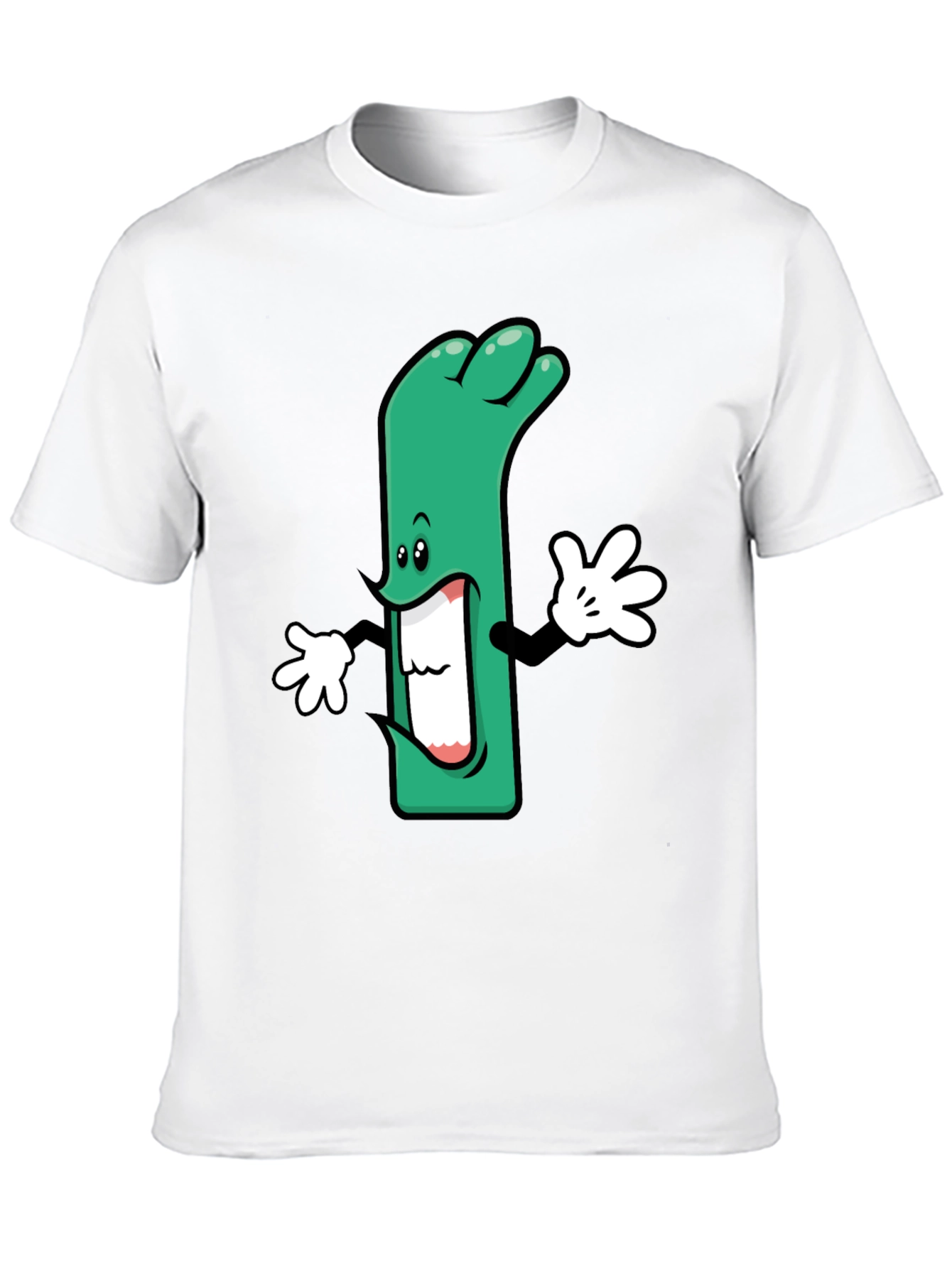 Cartoon Leek Graphic Black T-Shirt