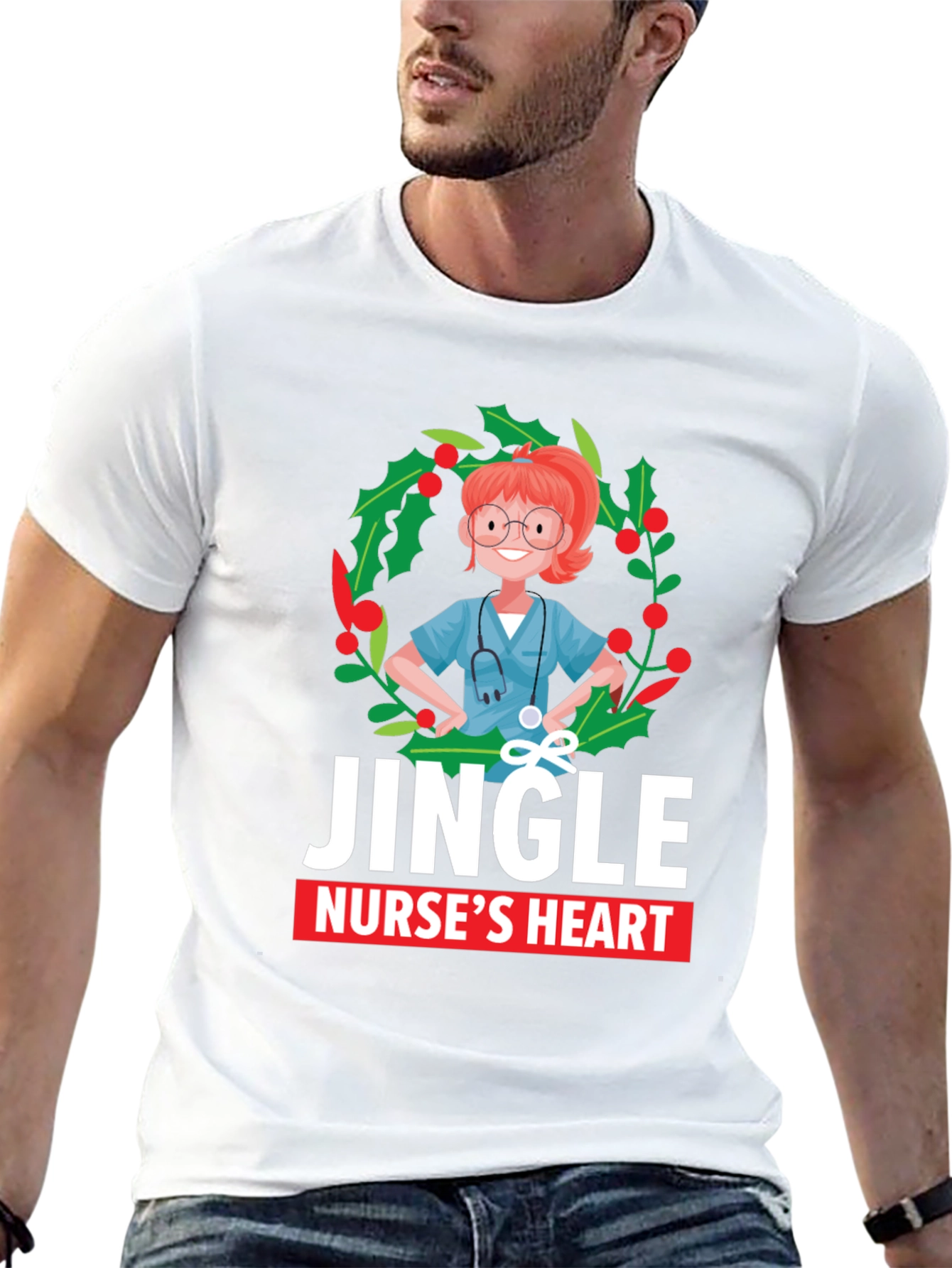 Jingle Nurses Heart Christmas T-Shirt