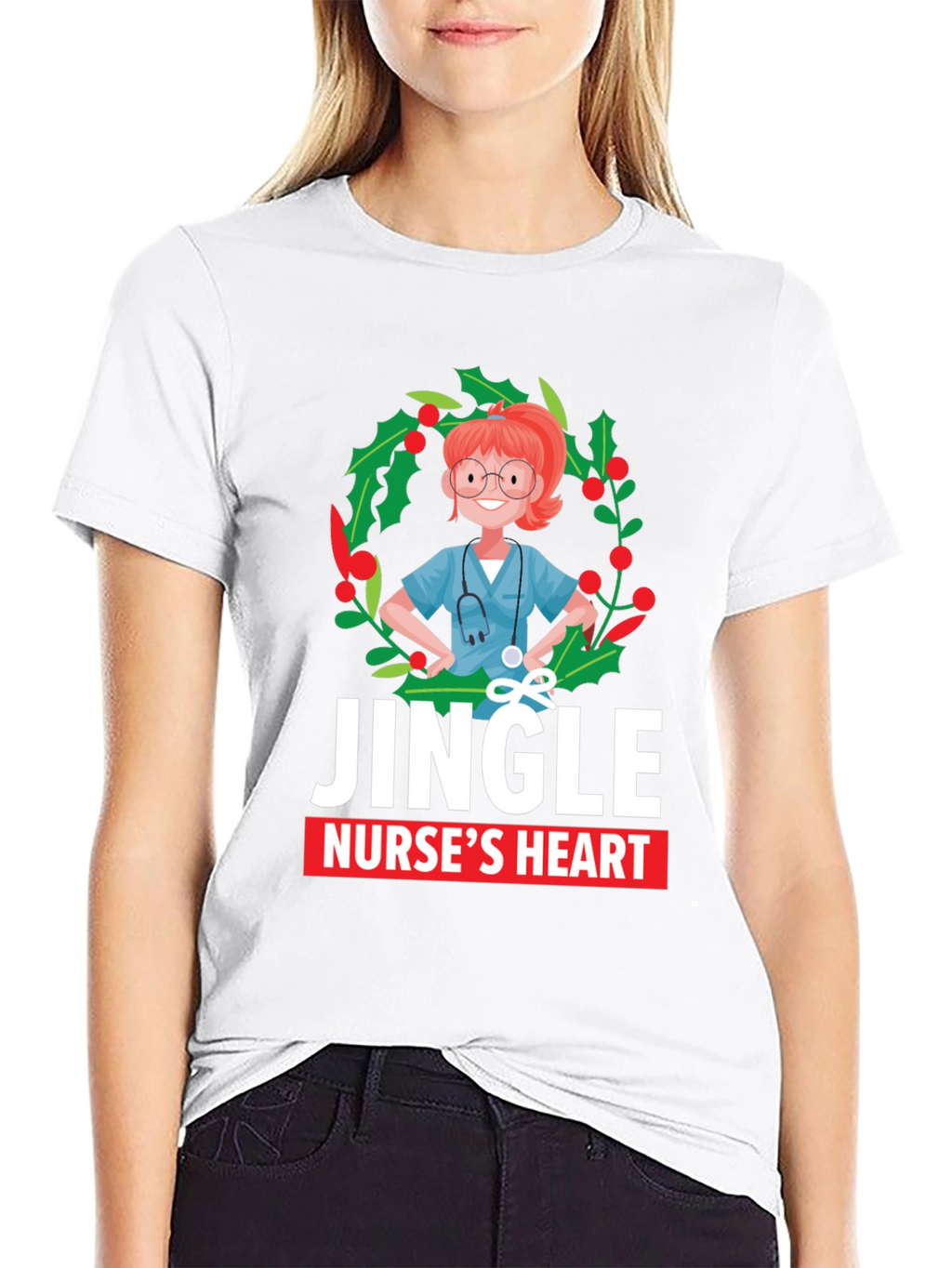 Jingle Nurses Heart Christmas T-Shirt