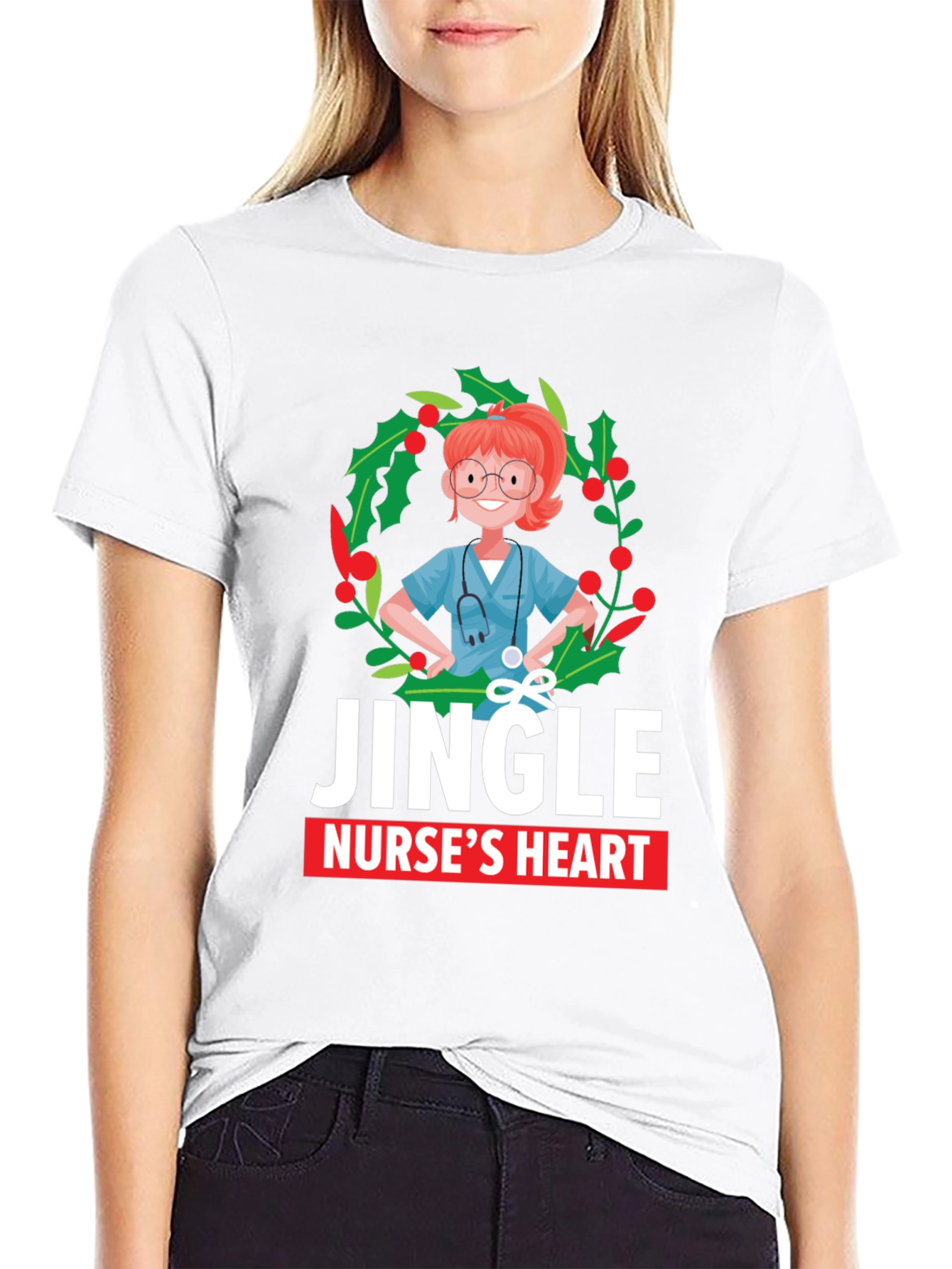 Jingle Nurses Heart Christmas T-Shirt