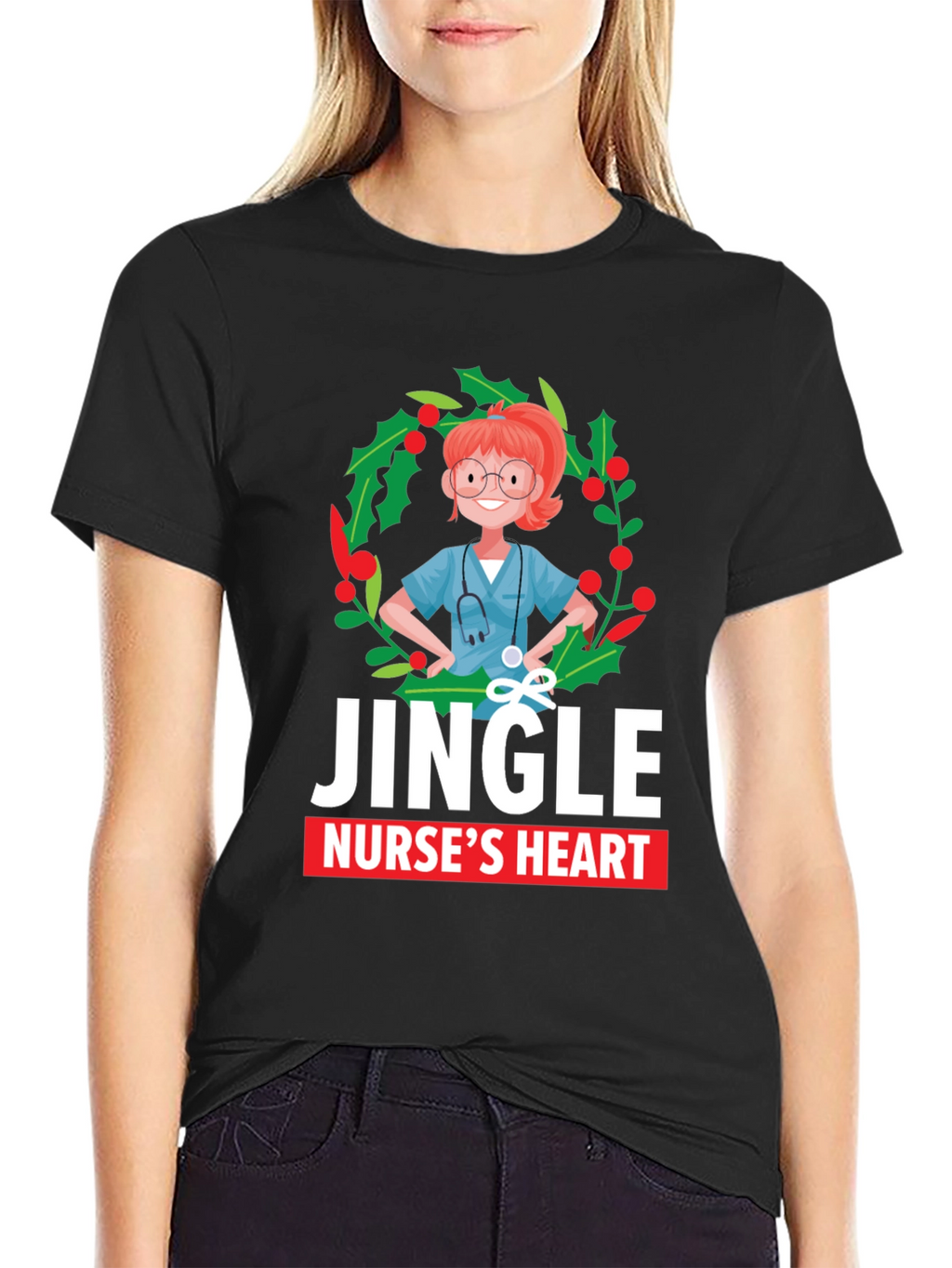 Jingle Nurses Heart Christmas T-Shirt