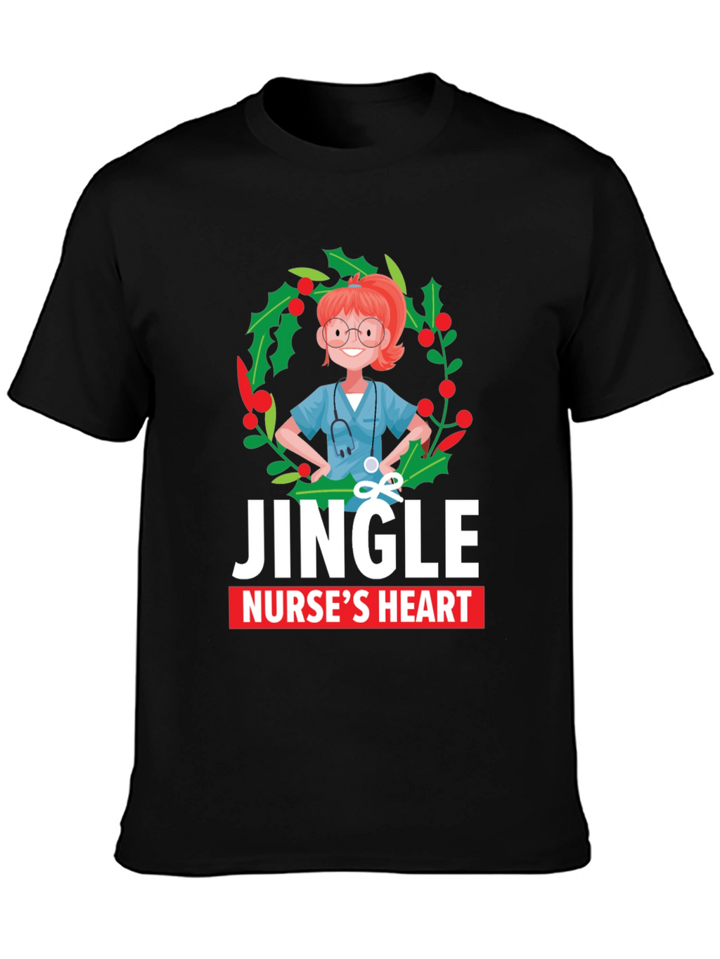 Jingle Nurses Heart Christmas T-Shirt
