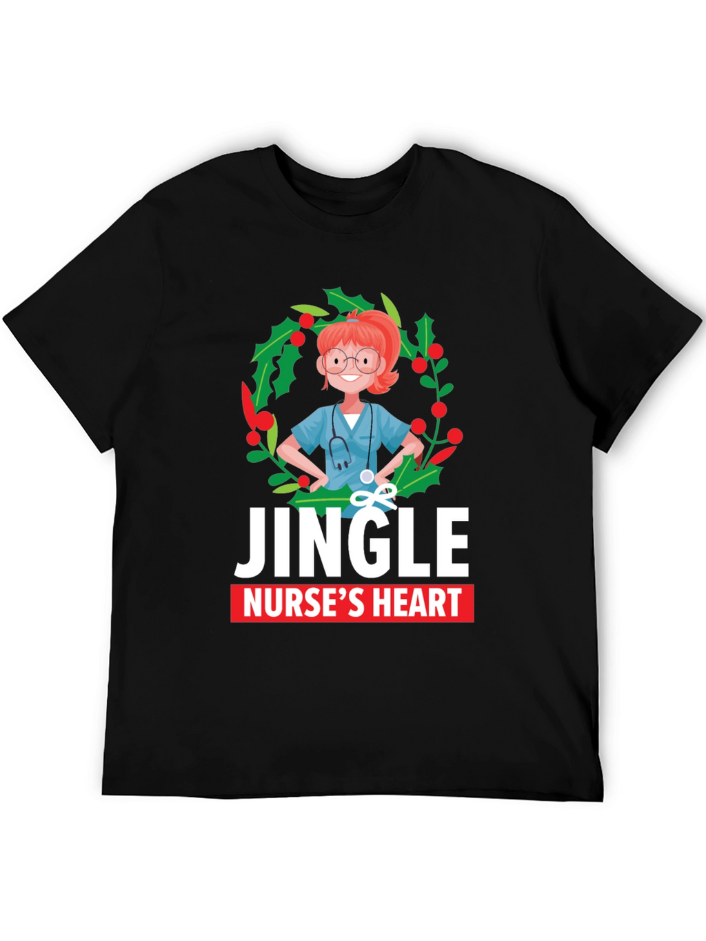 Jingle Nurses Heart Christmas T-Shirt