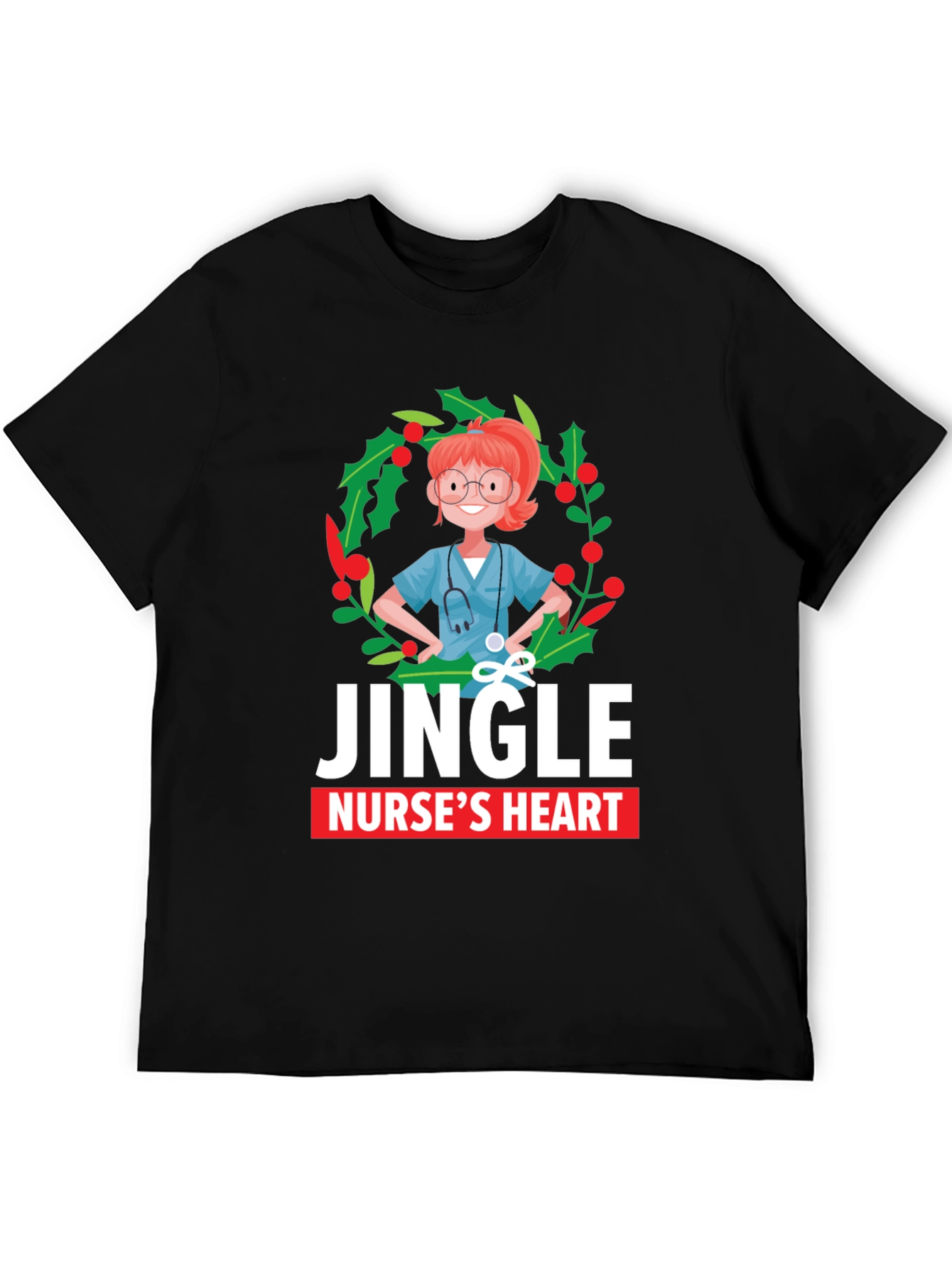 Jingle Nurses Heart Christmas T-Shirt
