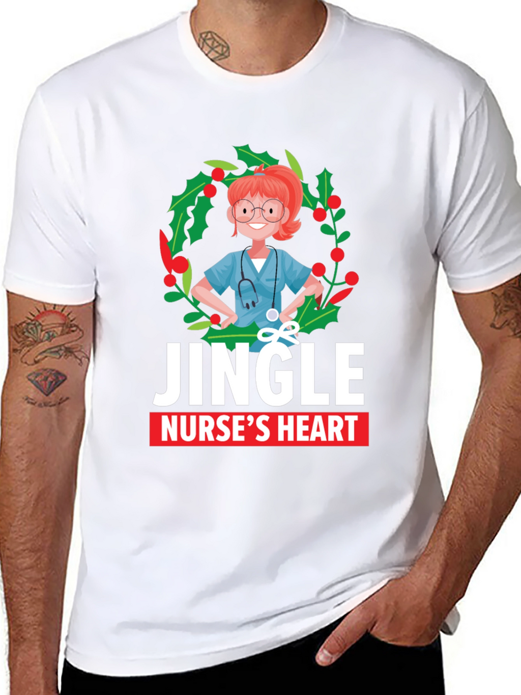 Jingle Nurses Heart Christmas T-Shirt