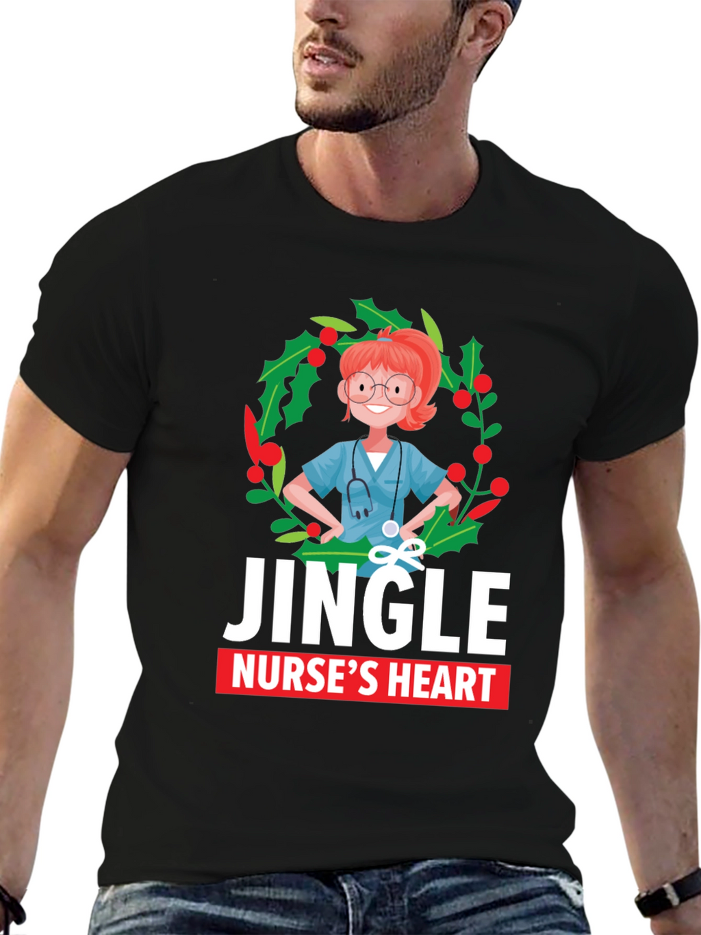 Jingle Nurses Heart Christmas T-Shirt