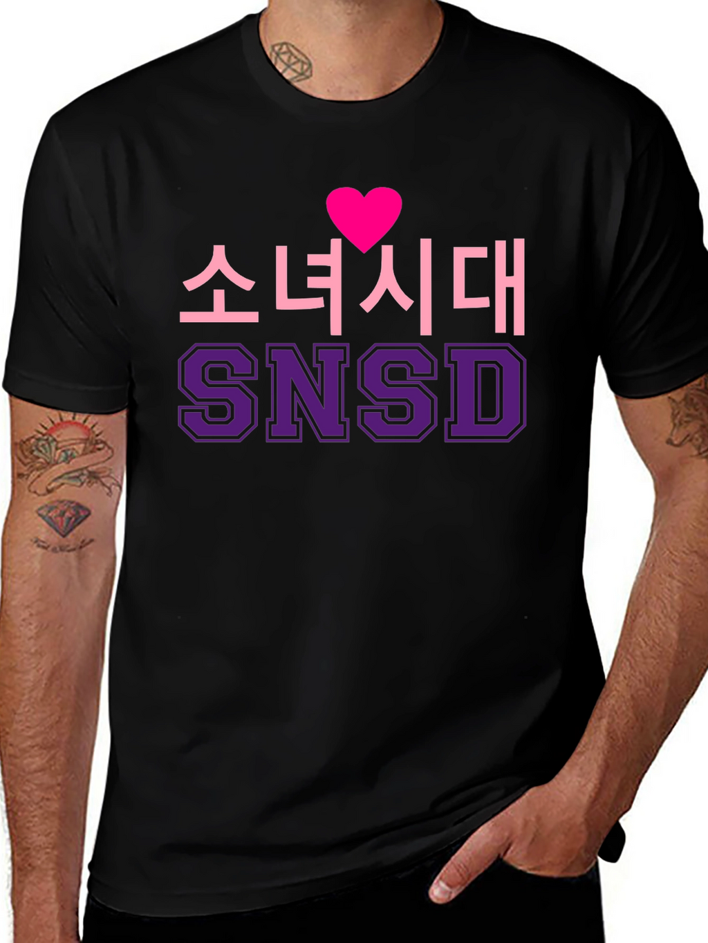 Girls Generation SNSD Heart Black T-Shirt