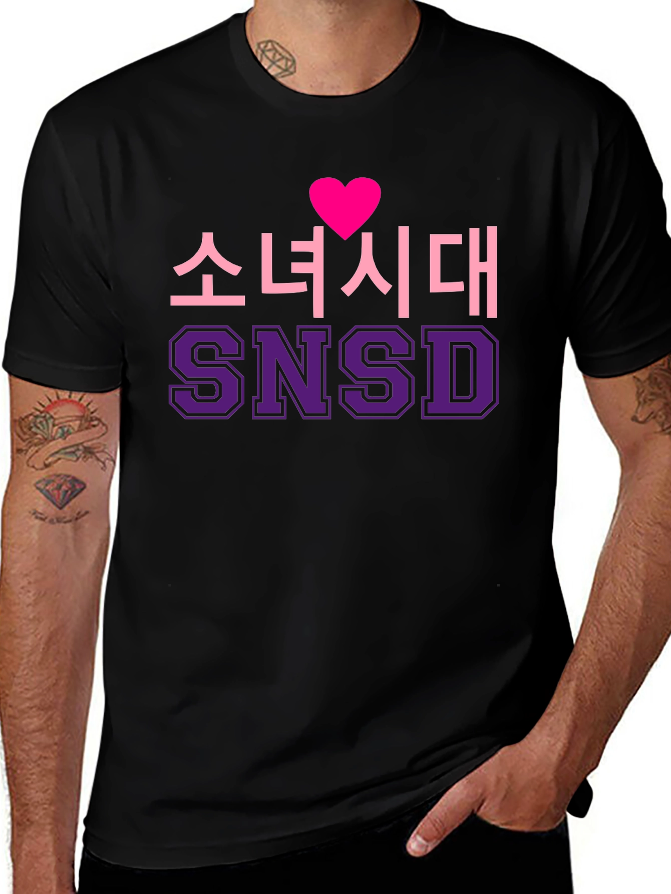 Girls Generation SNSD Heart Black T-Shirt