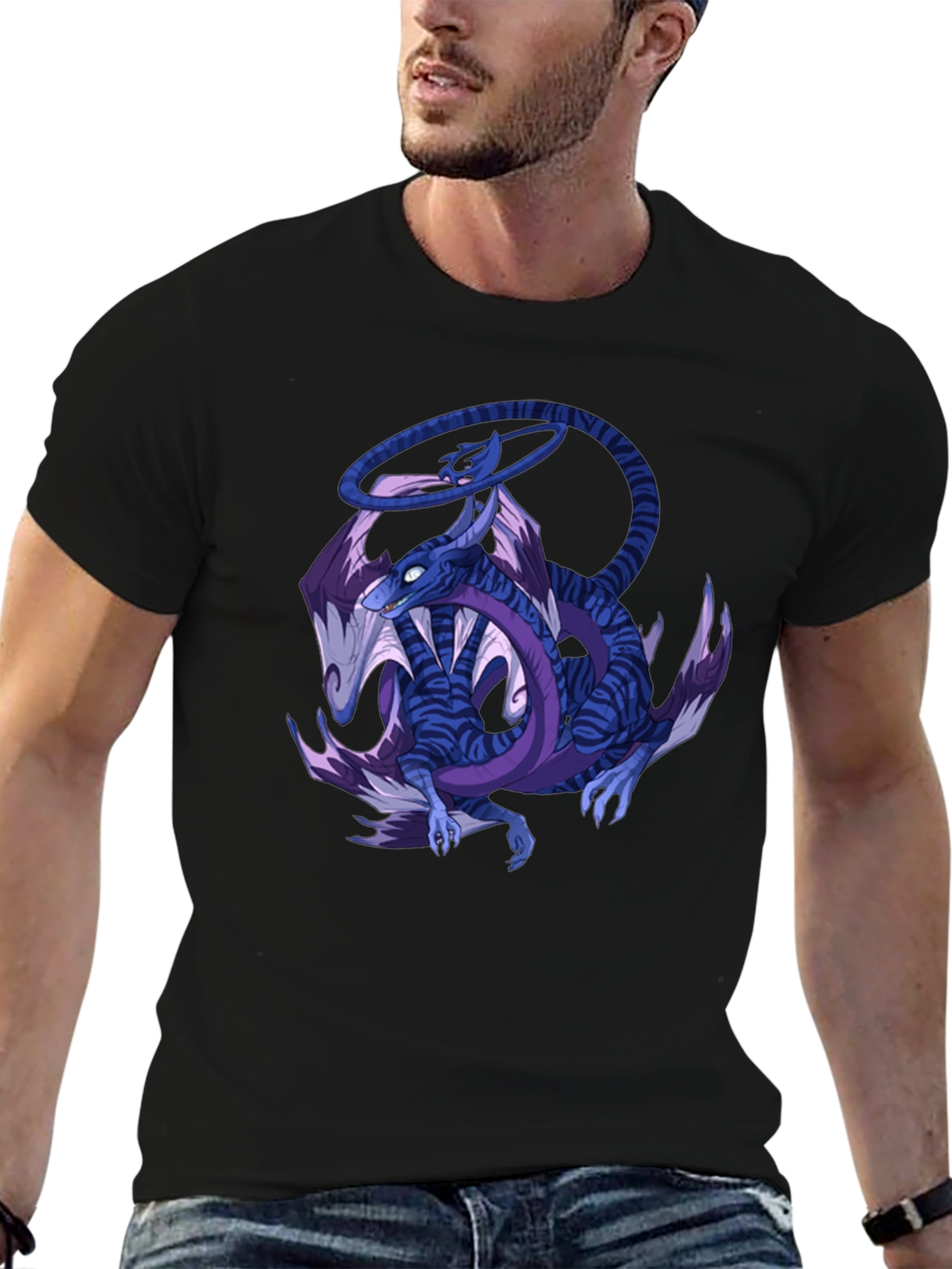Dragon Graphic Print Crew Neck T-Shirt