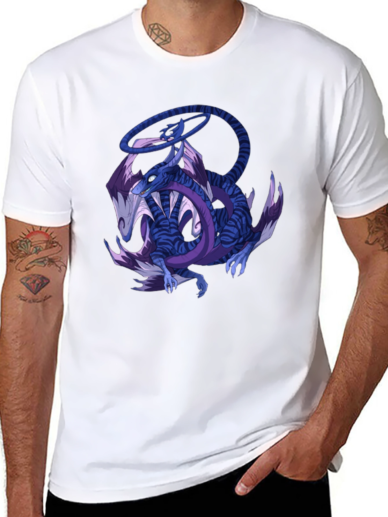 Dragon Graphic Print Crew Neck T-Shirt