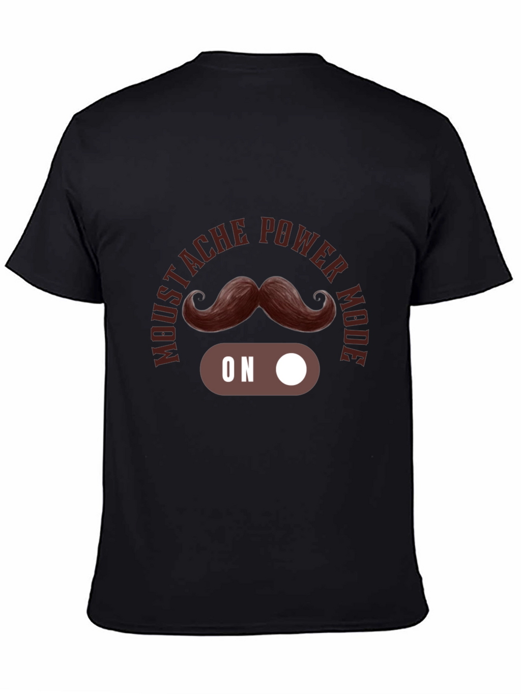 Mustache Power Mode On Black T-Shirt