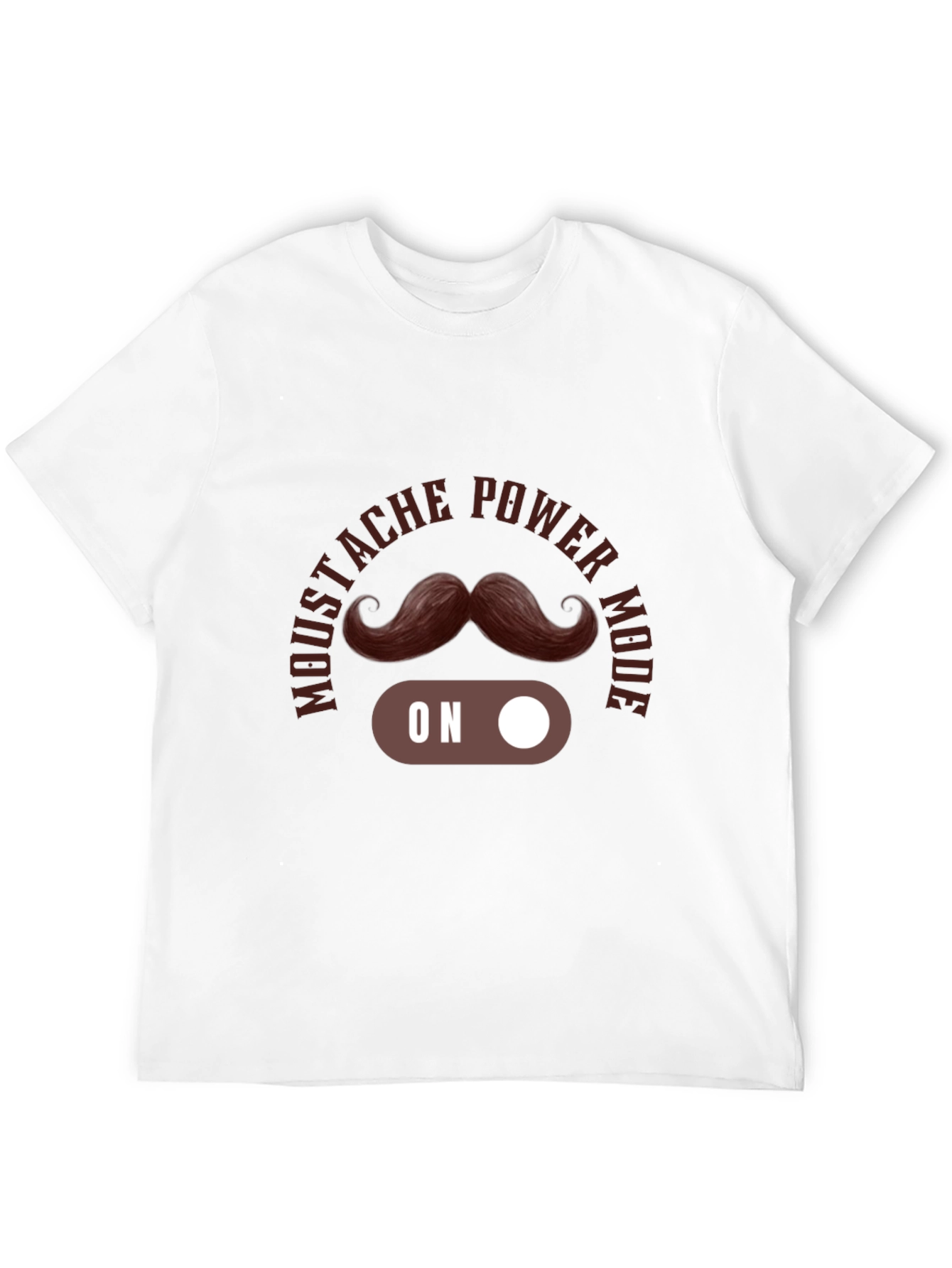 Mustache Power Mode On Black T-Shirt