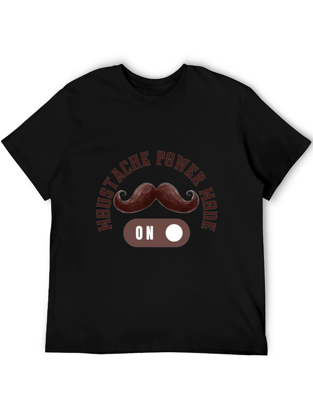 Mustache Power Mode On Black T-Shirt