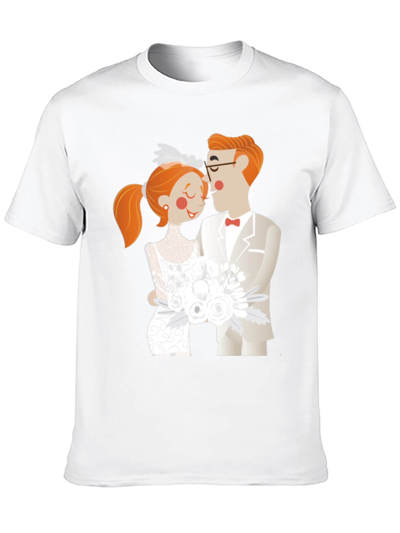 Cartoon Wedding Couple Black T-Shirt