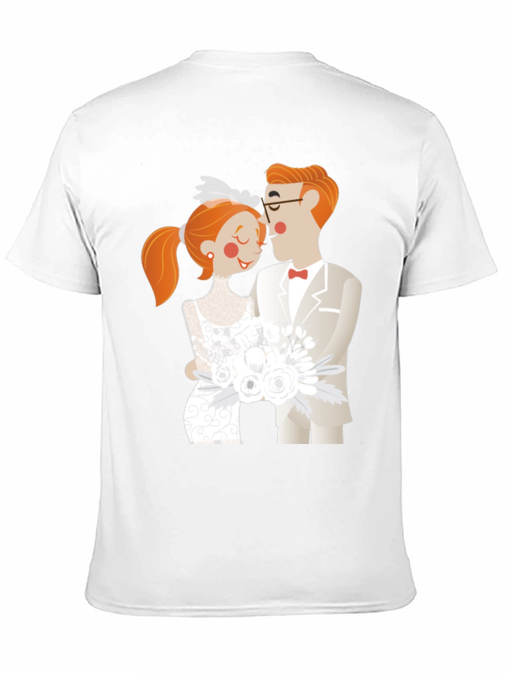 Cartoon Wedding Couple Black T-Shirt
