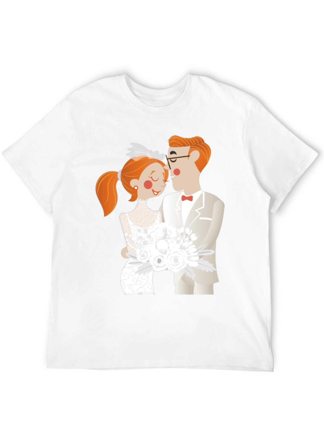 Cartoon Wedding Couple Black T-Shirt