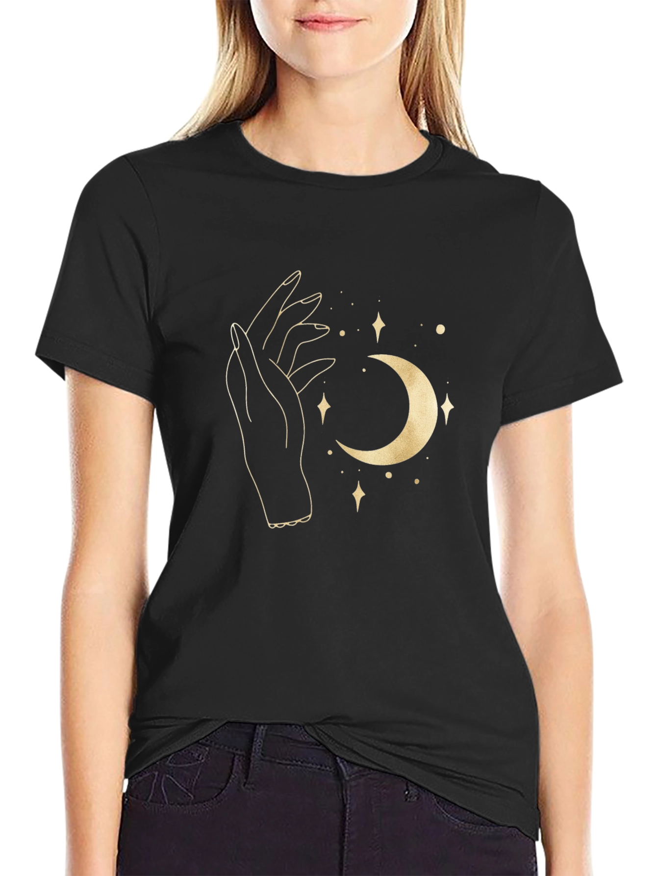 Mystic Moon Graphic Tee - Black
