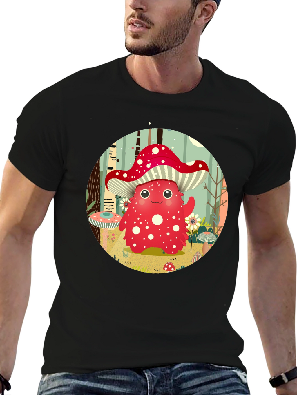 Cute Mushroom Character Graphic Tee