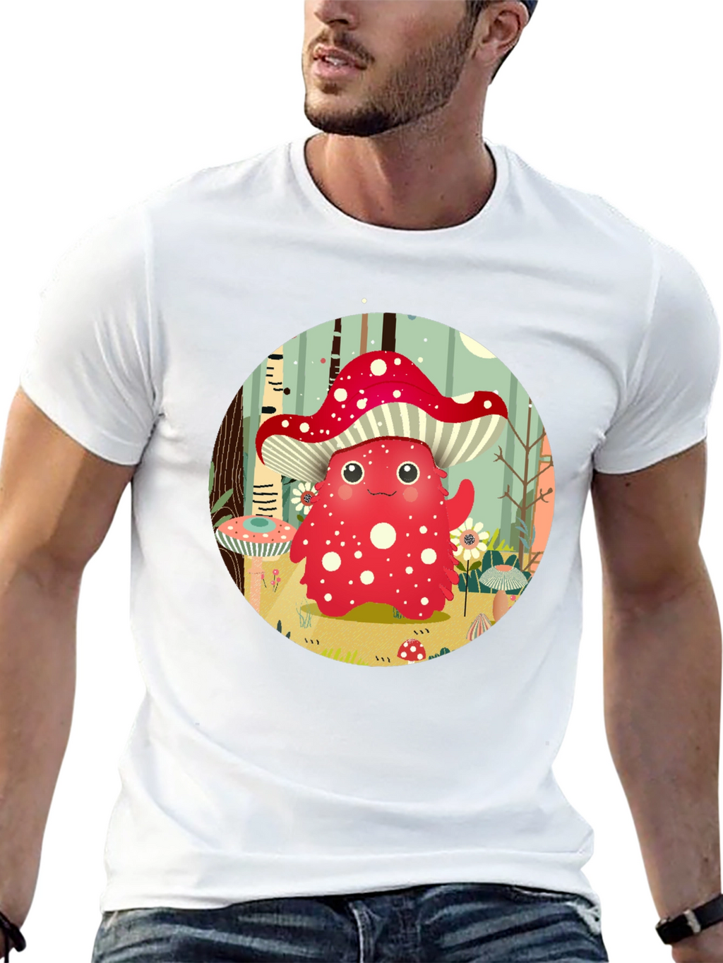 Cute Mushroom Character Graphic Tee