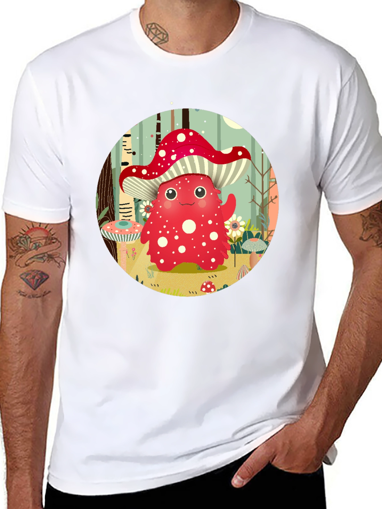 Cute Mushroom Character Graphic Tee