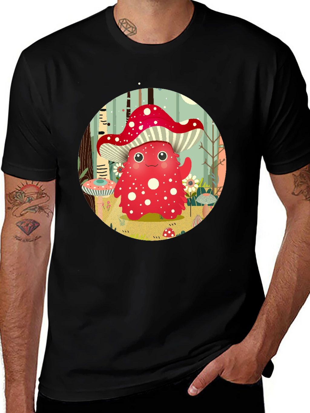 Cute Mushroom Character Graphic Tee