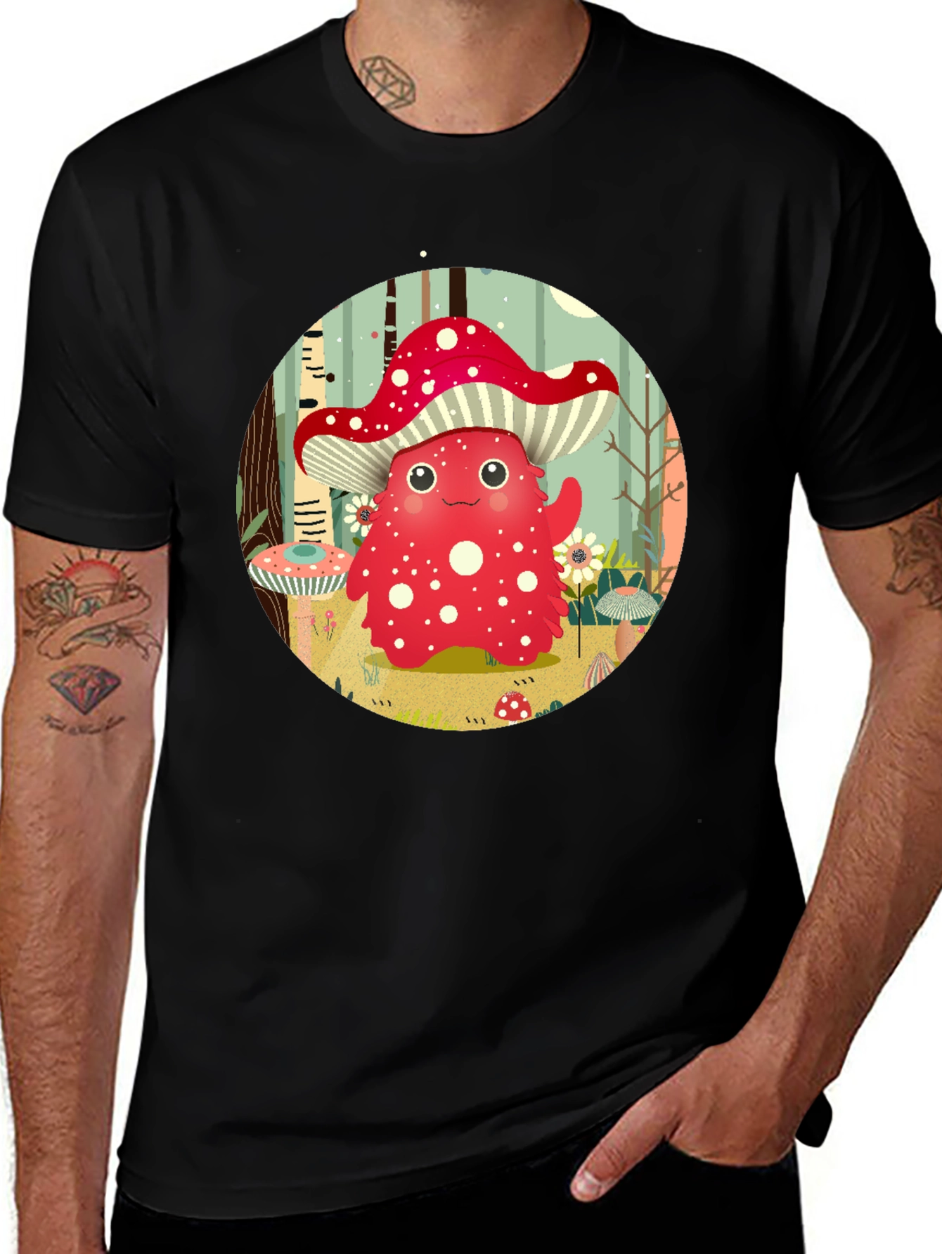 Cute Mushroom Character Graphic Tee