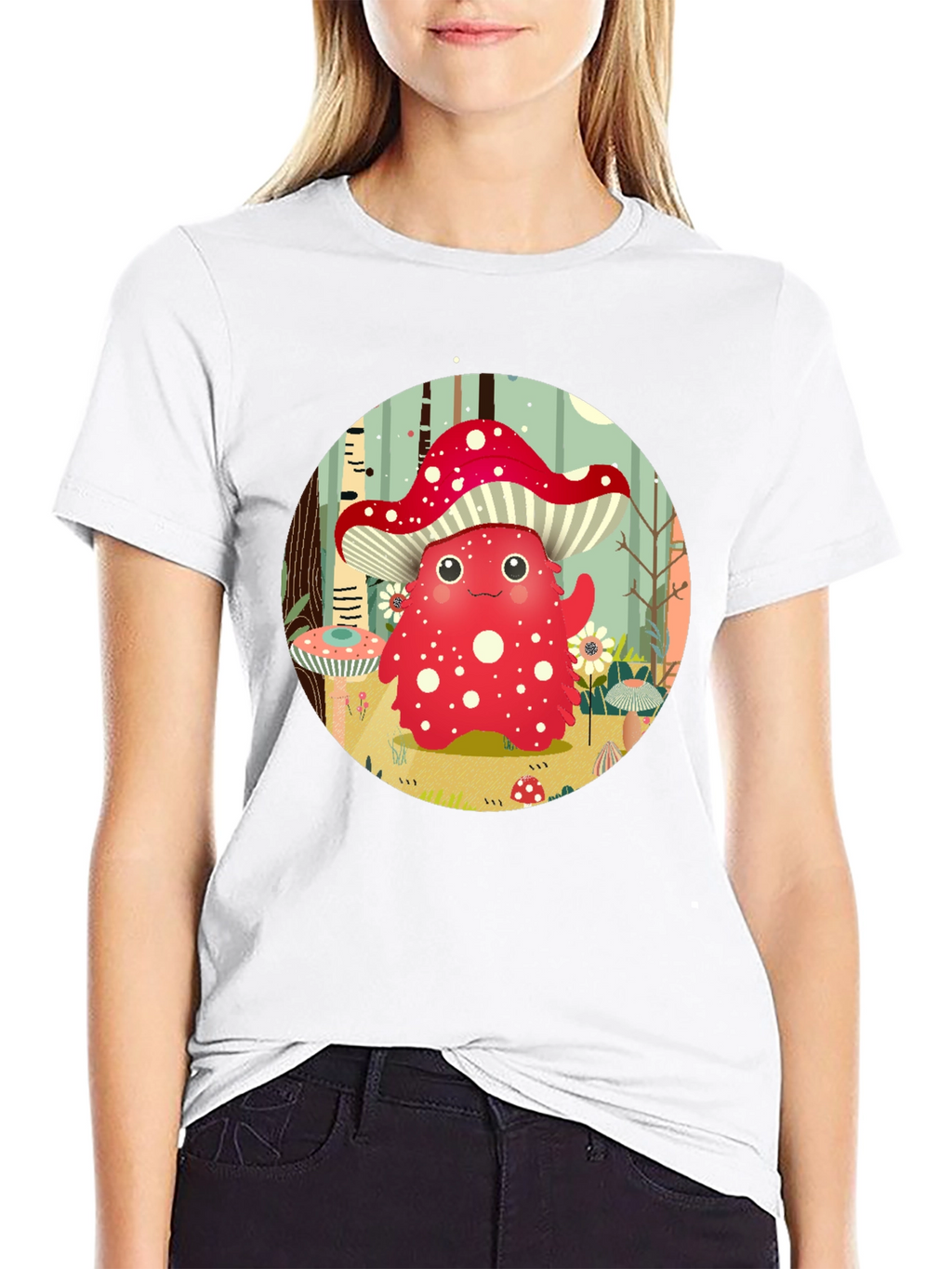 Cute Mushroom Character Graphic Tee