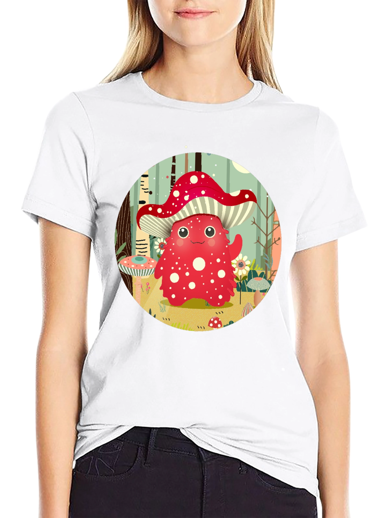 Cute Mushroom Character Graphic Tee