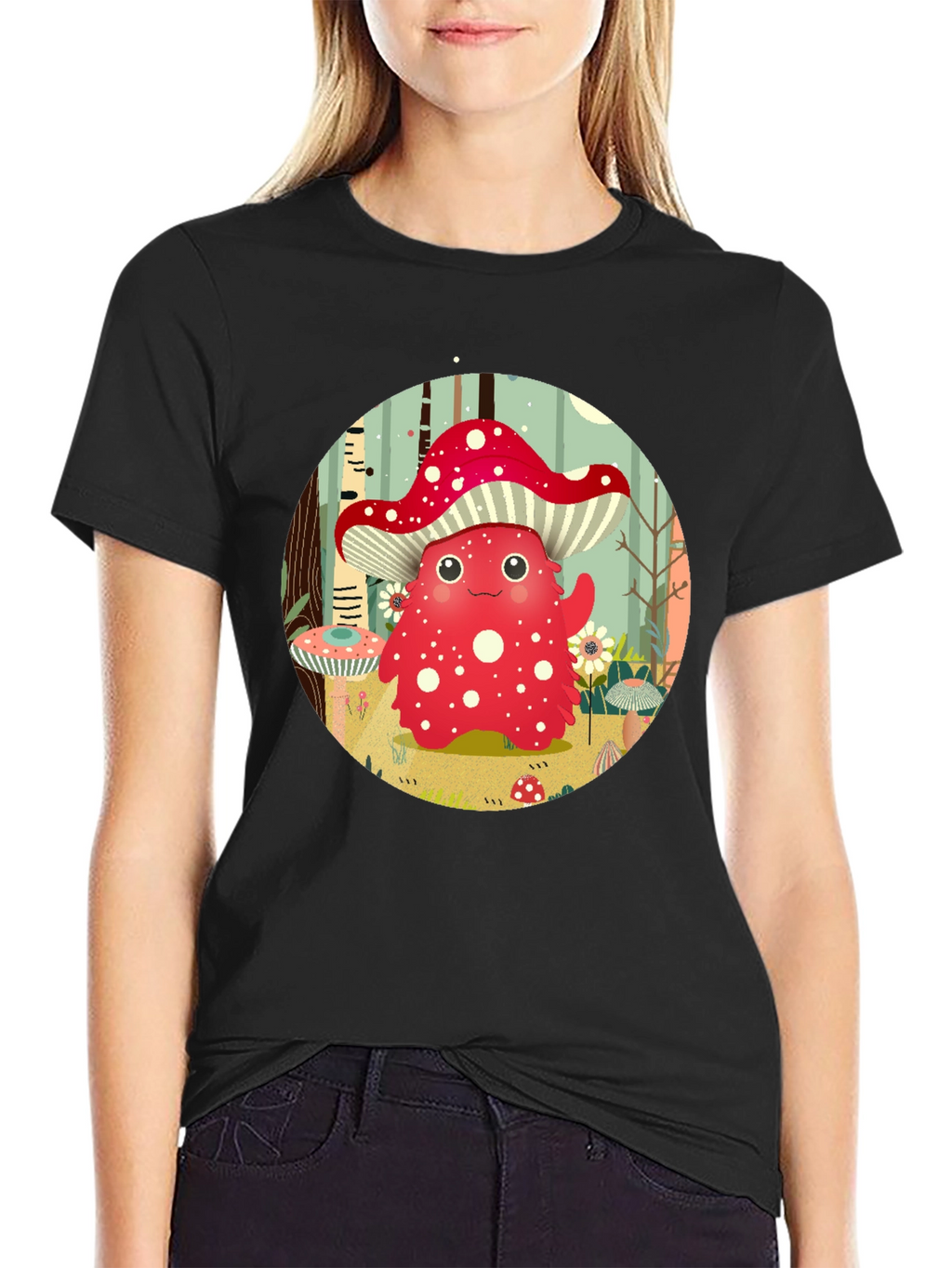 Cute Mushroom Character Graphic Tee