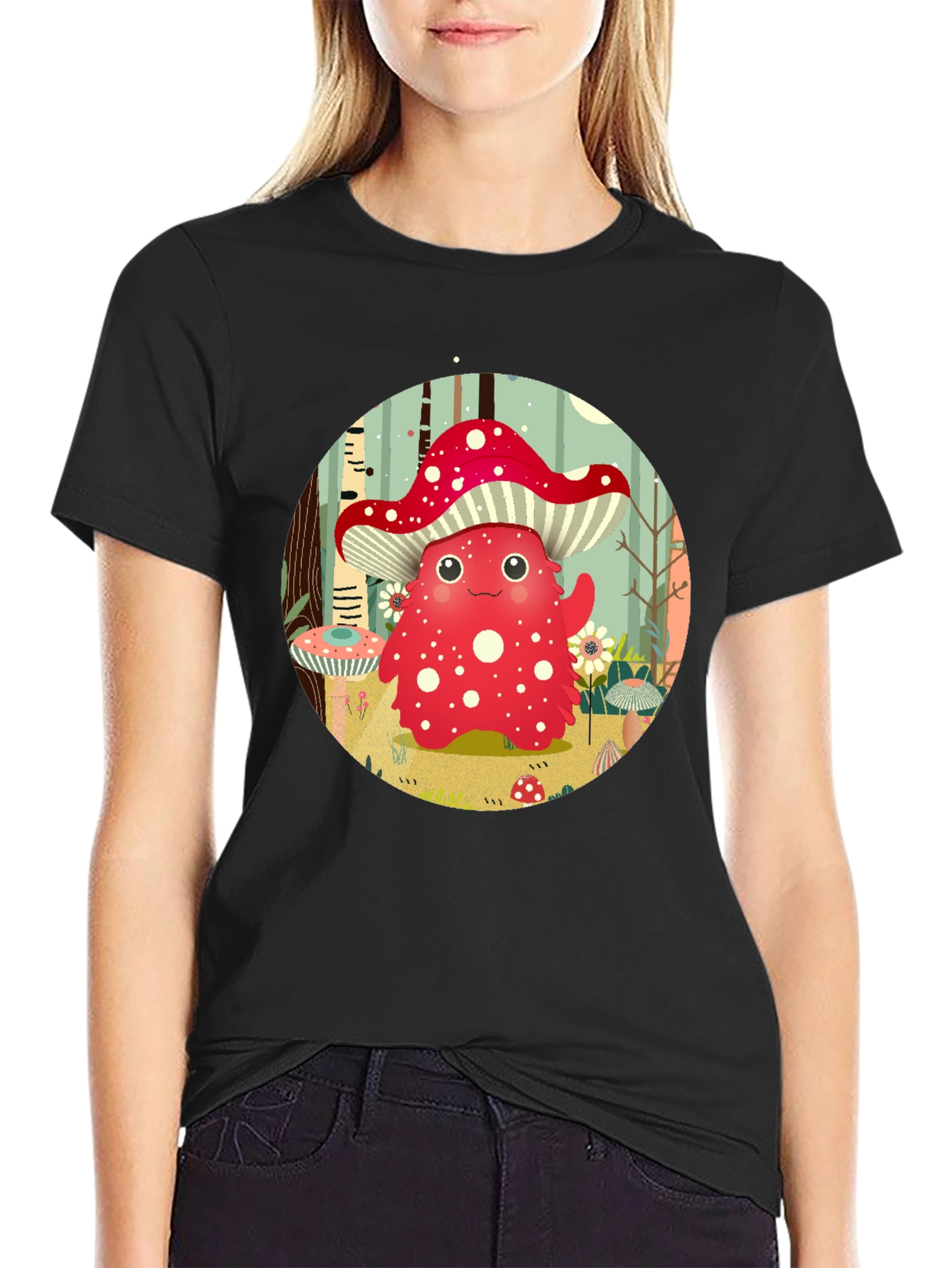 Cute Mushroom Character Graphic Tee